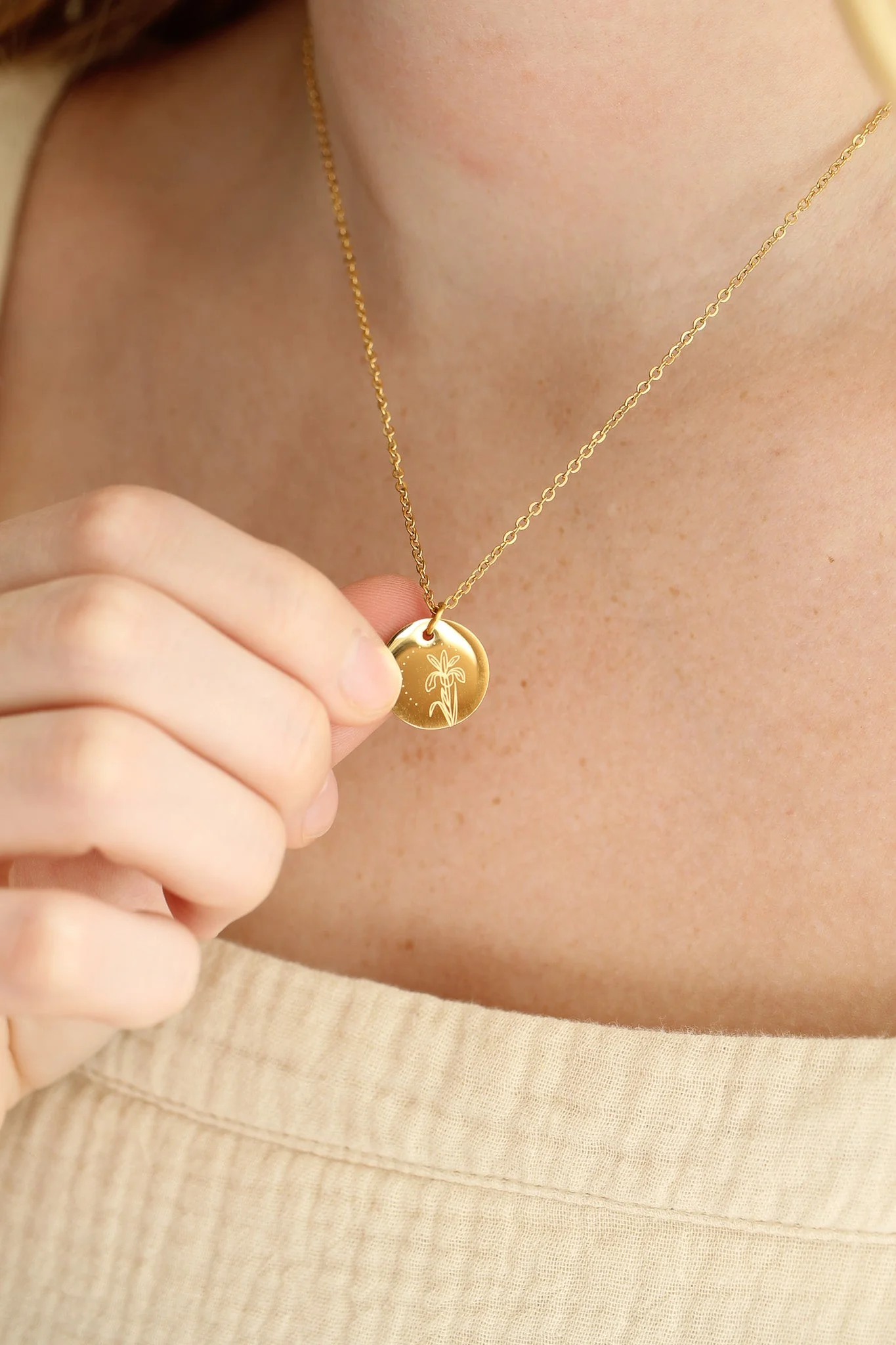 Birth Flower Necklace in Gold - Image 14
