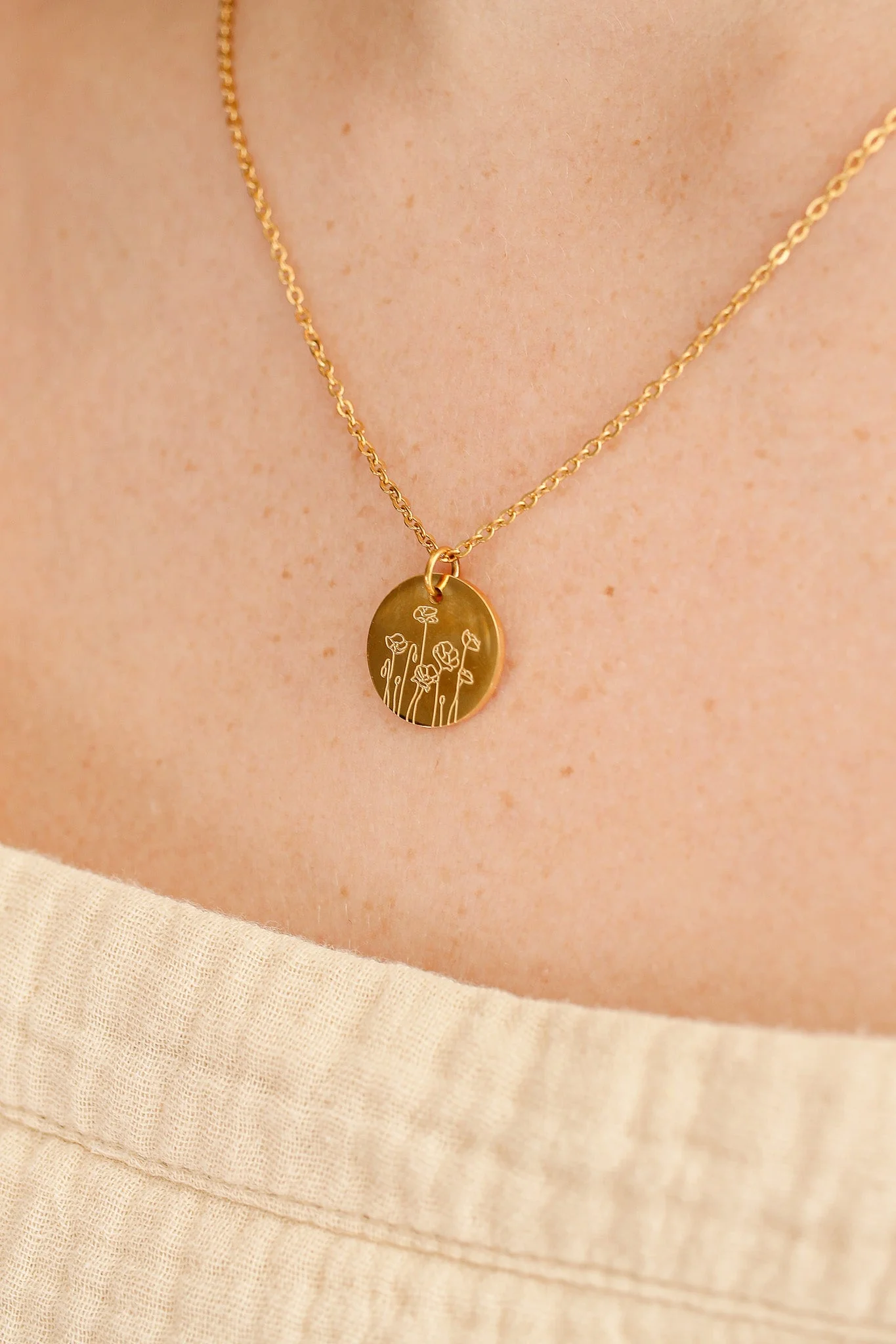 Birth Flower Necklace in Gold - Image 17