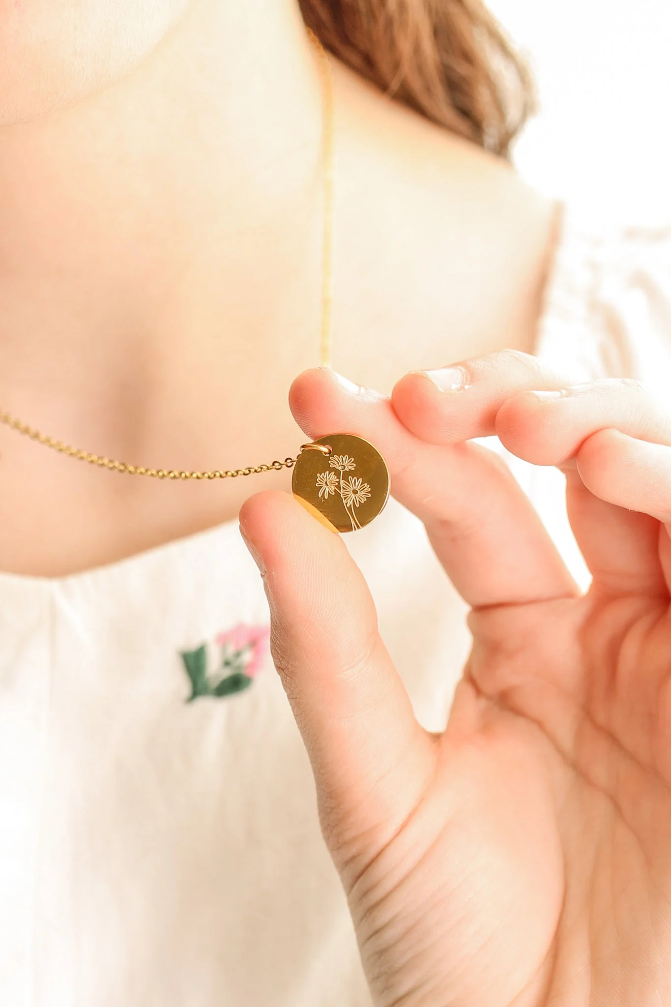 Birth Flower Necklace in Gold - Image 7
