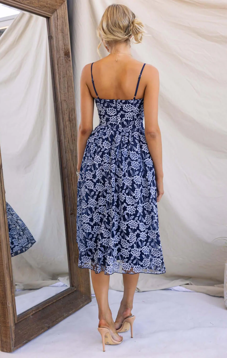 BLOSSOM MIDI DRESS - NAVY BLUE - Image 2