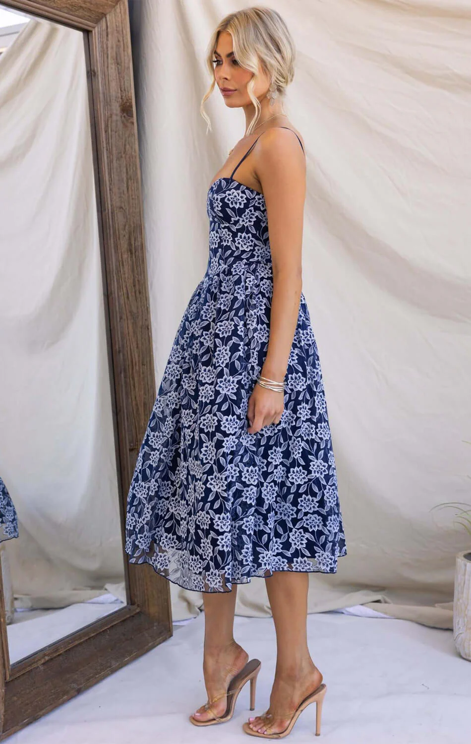 BLOSSOM MIDI DRESS - NAVY BLUE - Image 3