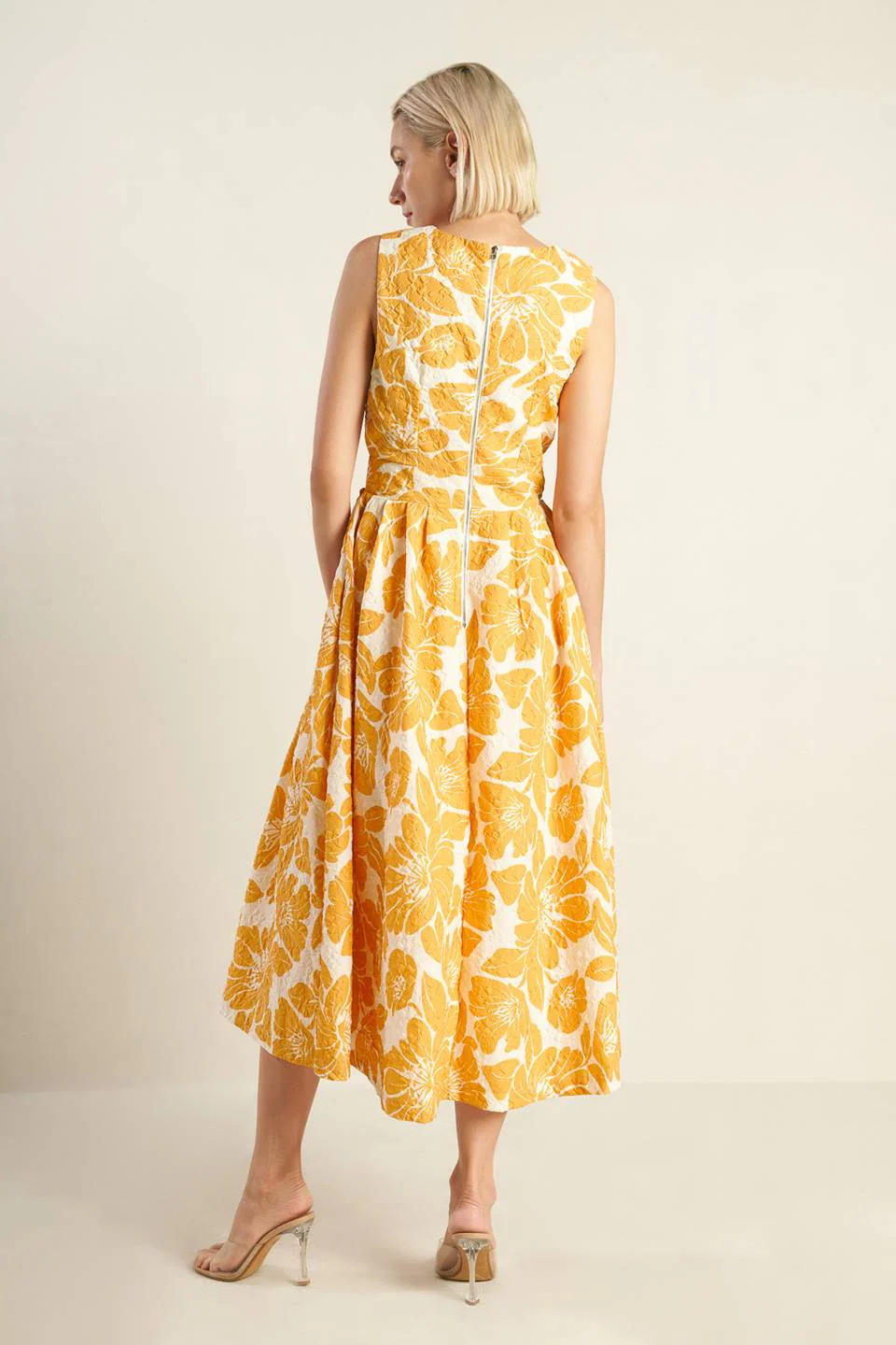 BOLD BLOOMS - MUSTARD YELLOW MIDI DRESS - Image 2