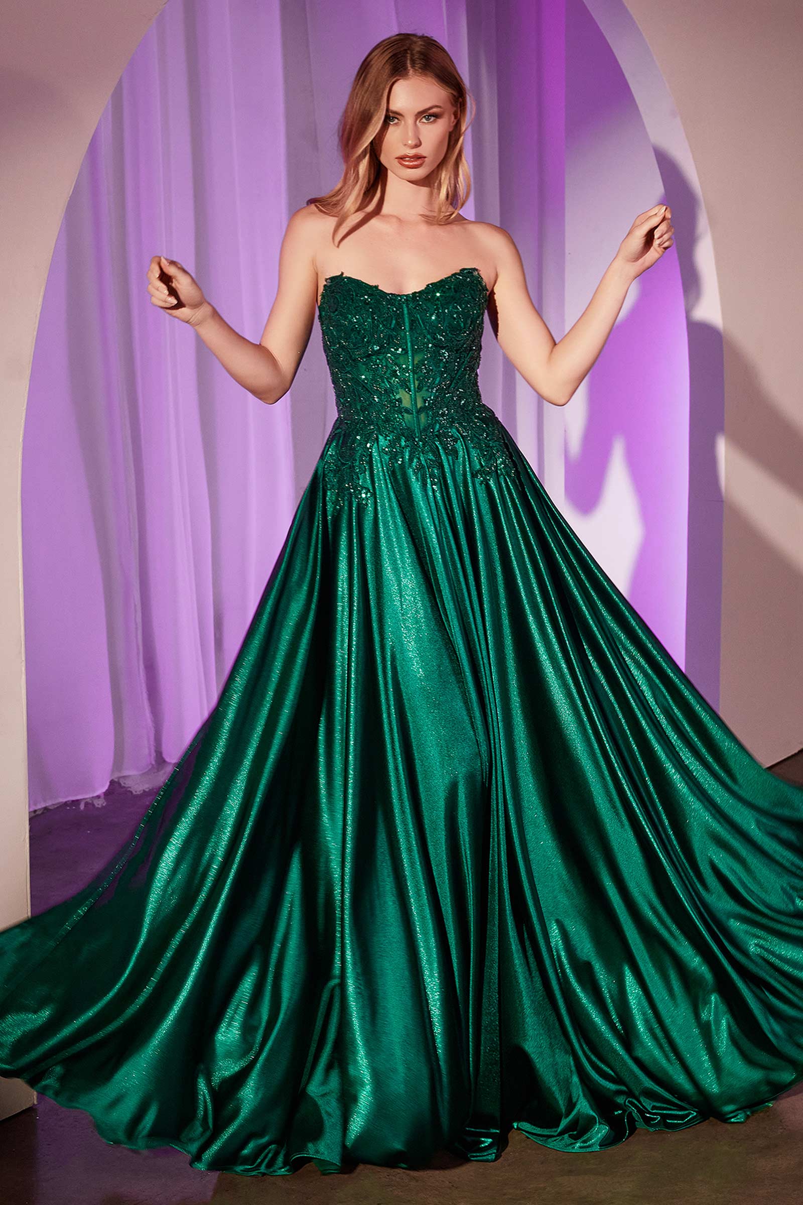 Bronwyn Gown - Off-the-Shoulder Lace & Satin A-Line Dress - Image 3