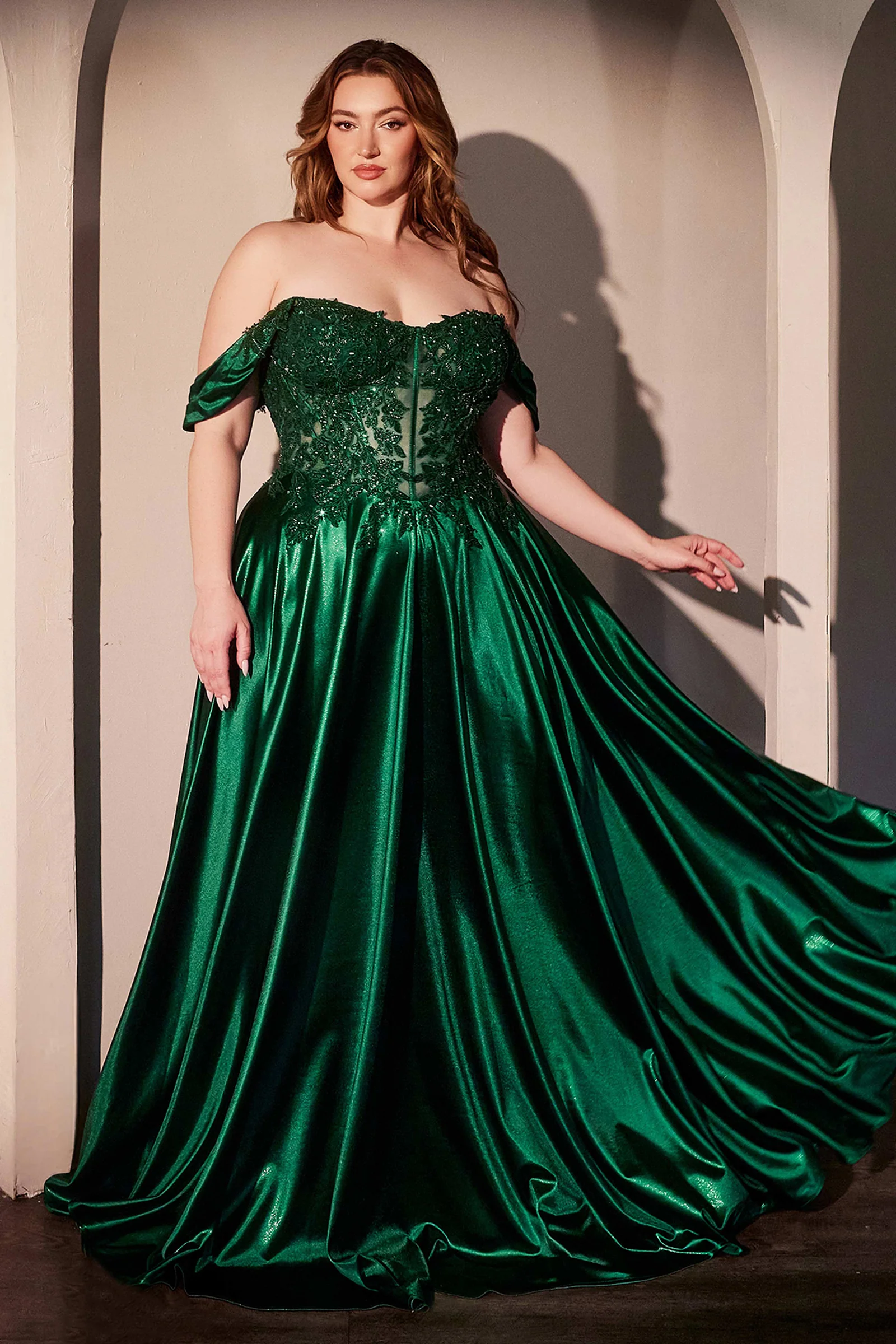 Bronwyn Gown - Off-the-Shoulder Lace & Satin A-Line Dress - Image 5