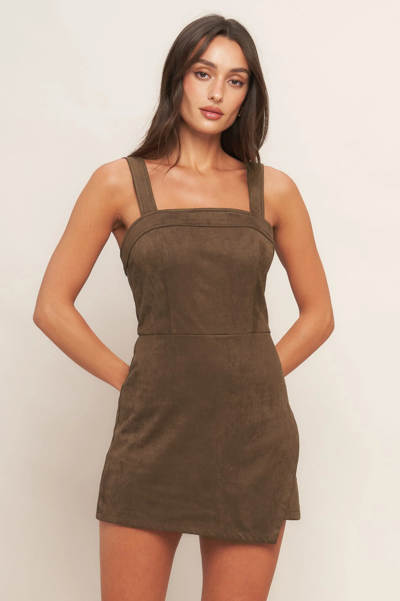 BROWN SUGAR GLOW FAUX SUEDE ROMPER - Image 6