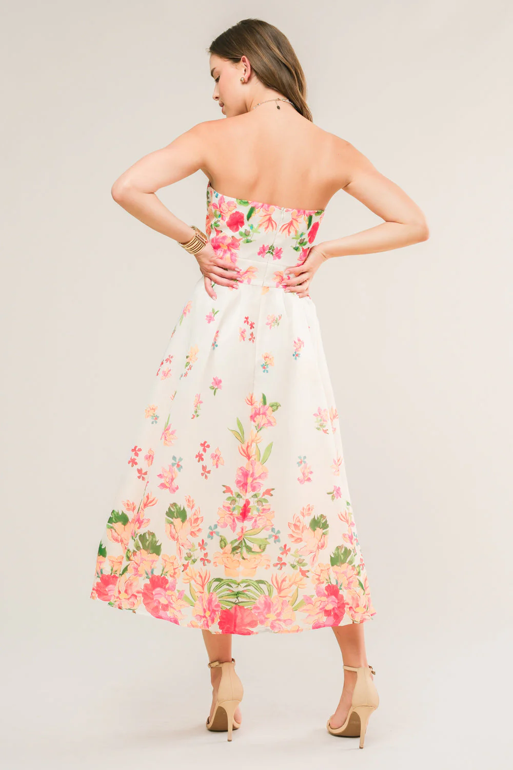 BRUNCH BOUQUET - STRAPLESS FLORAL MIDI DRESS - Image 5