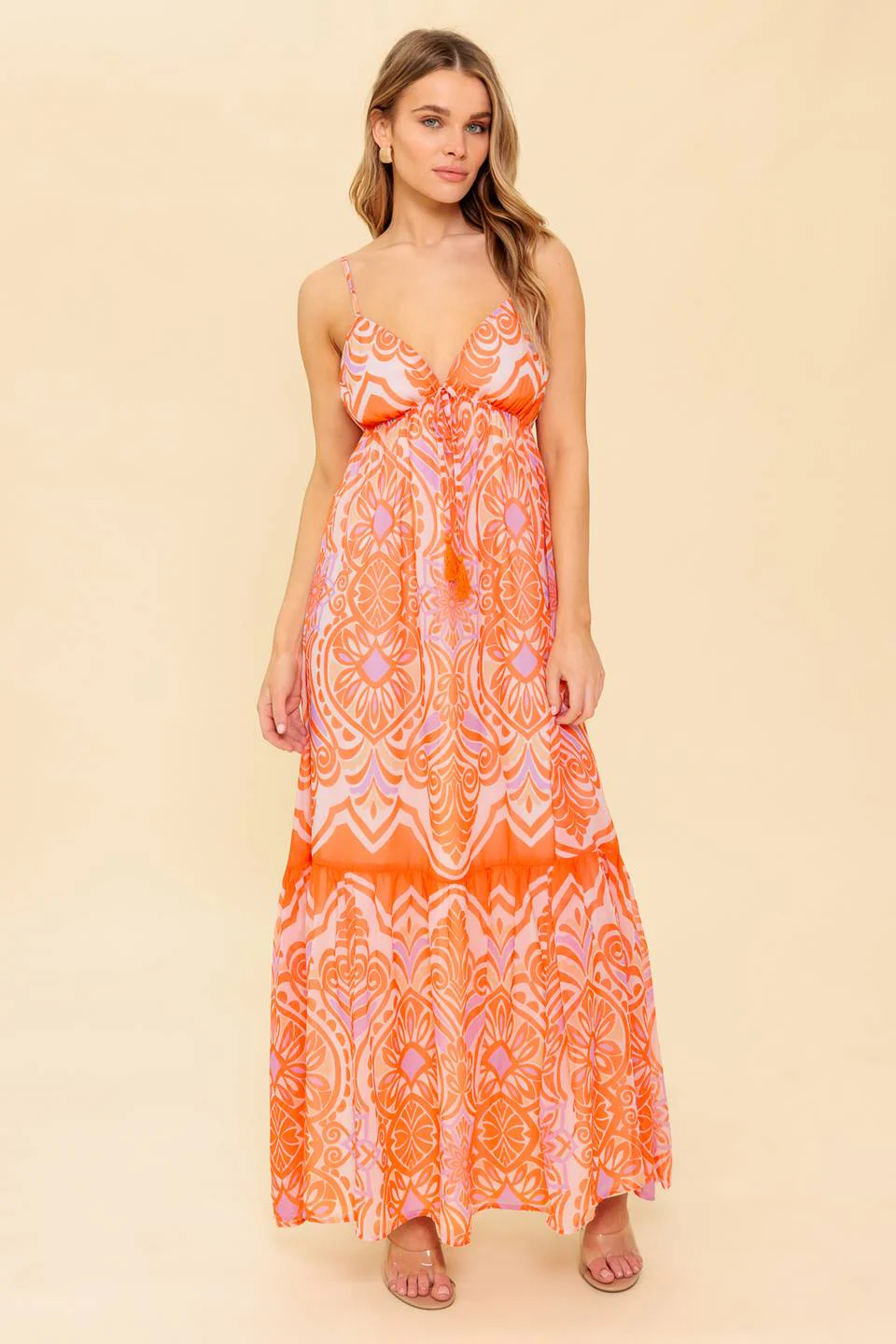 CABANA DAYDREAMS MAXI DRESS - CORAL - Image 3