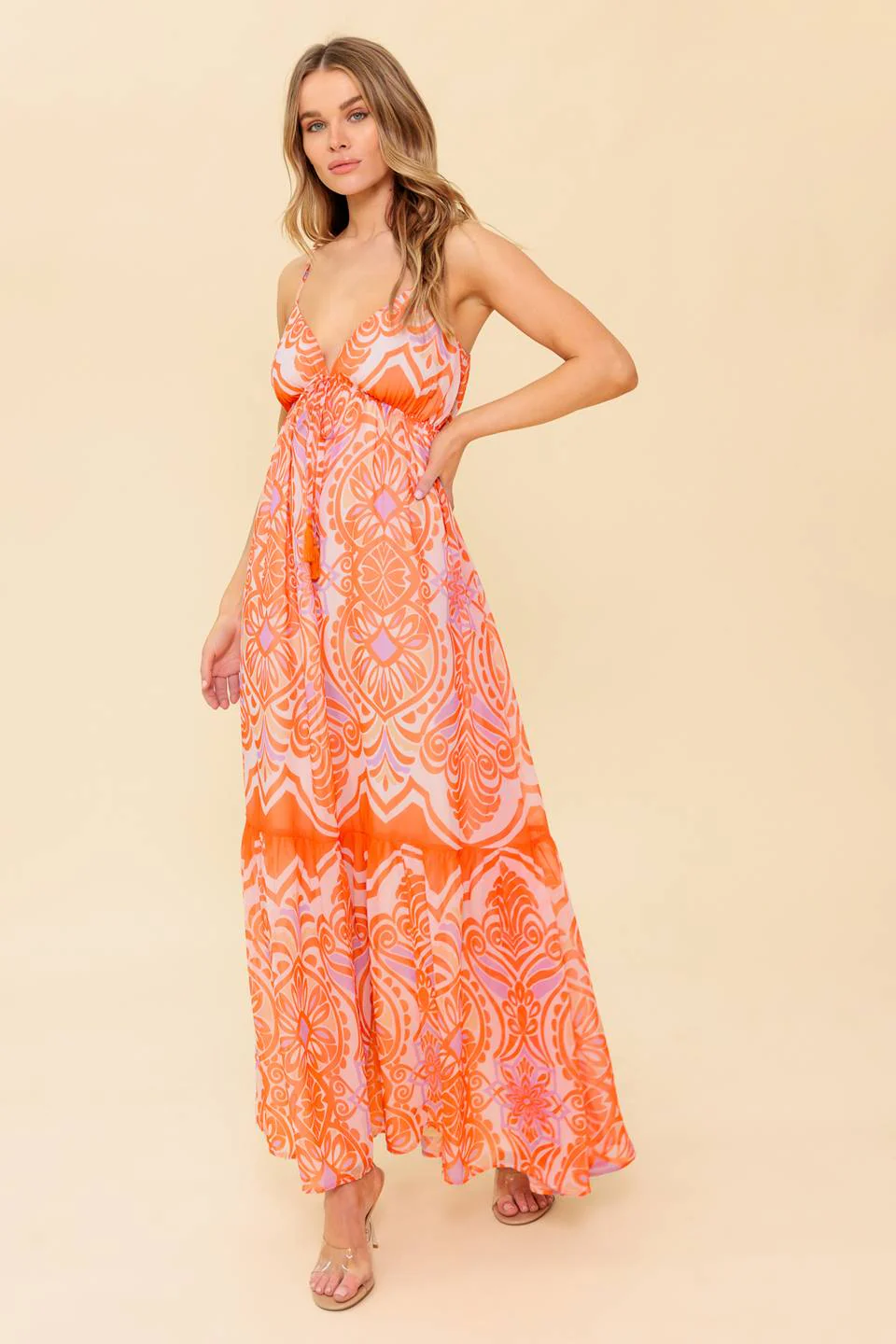 CABANA DAYDREAMS MAXI DRESS - CORAL - Image 5