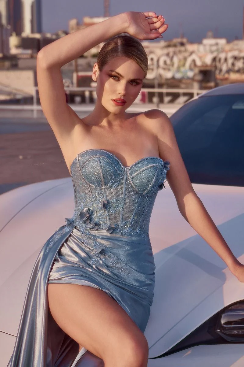CANNES GOWN - STRAPLESS FITTED SATIN CORSET GOWN - Image 7