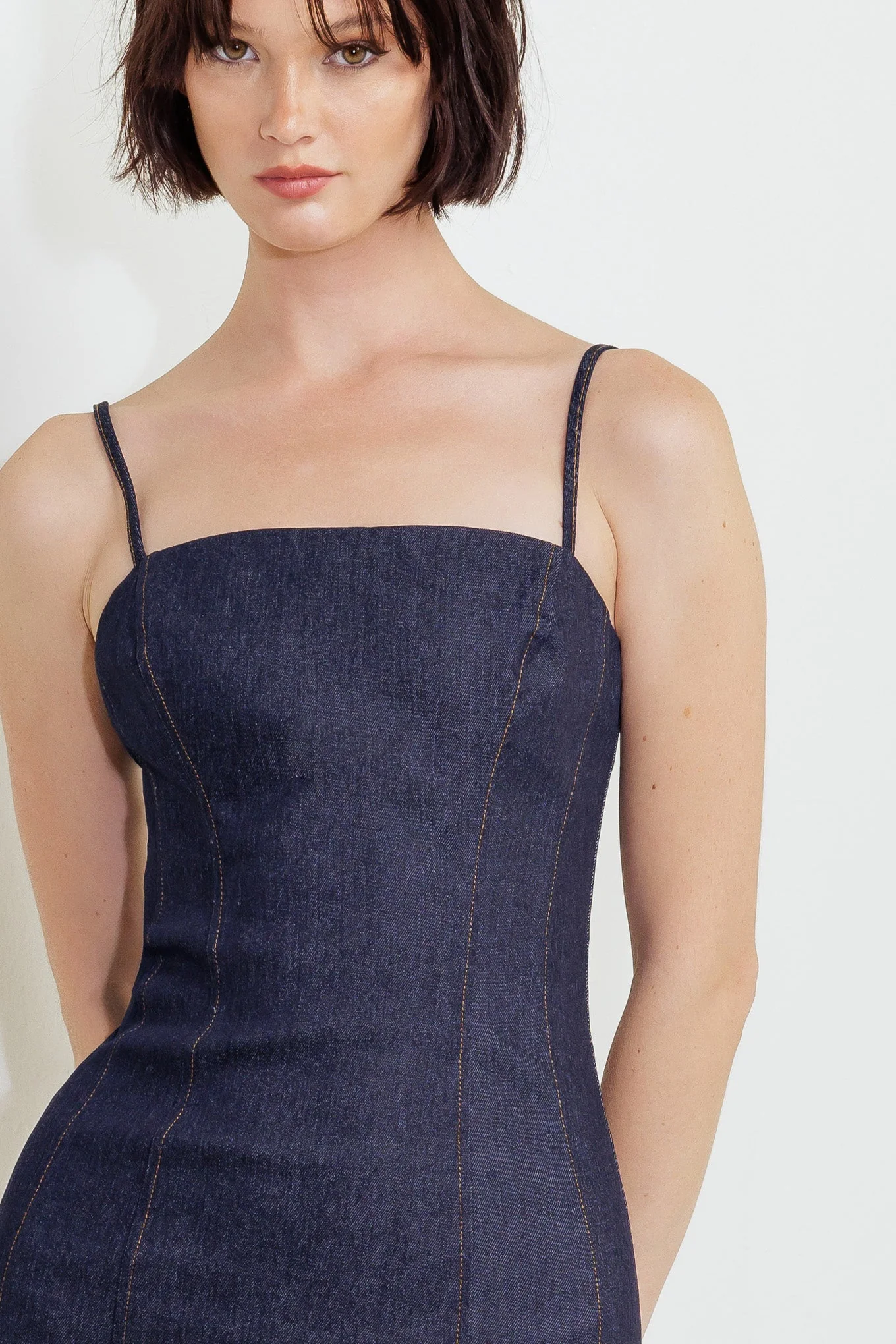 CAROLLA DARK DENIM MIDI DRESS - Image 4