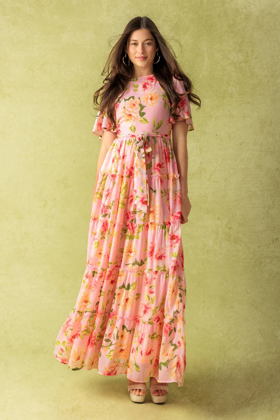 CARRIAGE RIDE ROMANCE - PINK FLORAL MAXI DRESS - Image 4