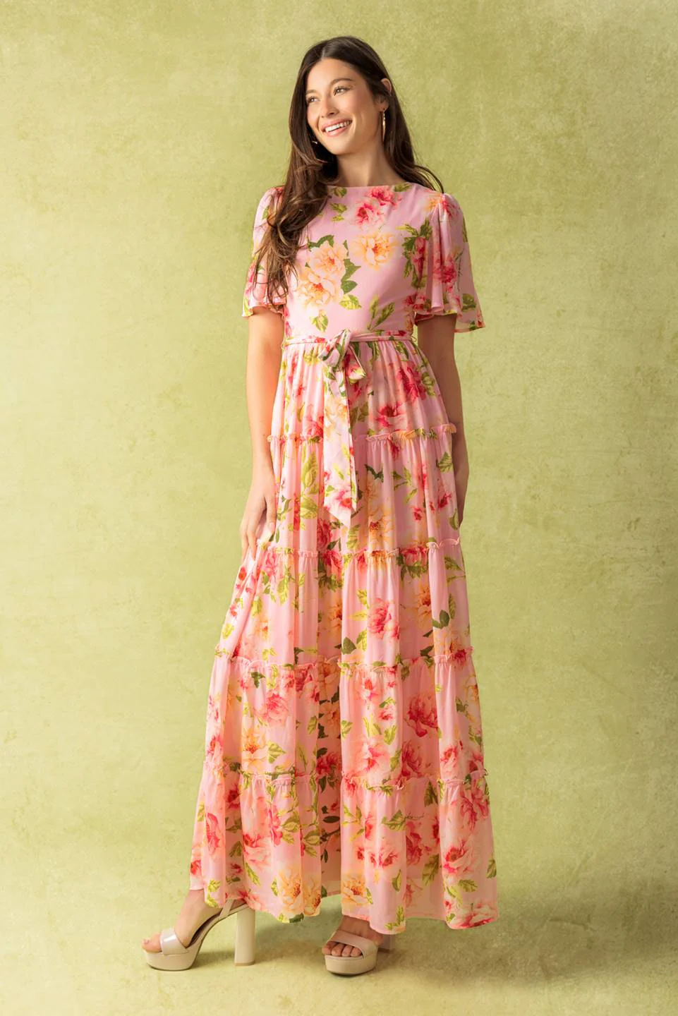 CARRIAGE RIDE ROMANCE - PINK FLORAL MAXI DRESS - Image 5