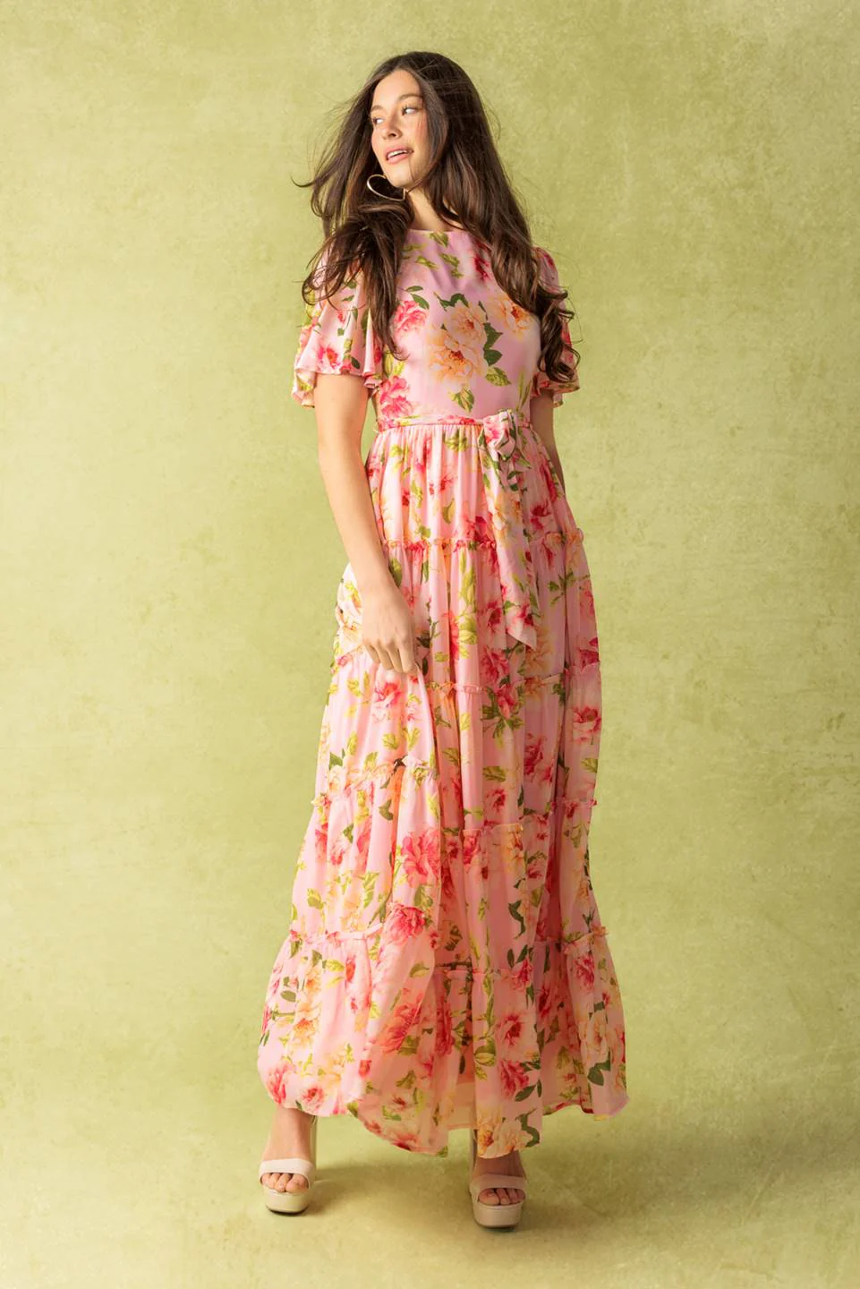 CARRIAGE RIDE ROMANCE - PINK FLORAL MAXI DRESS - Image 8