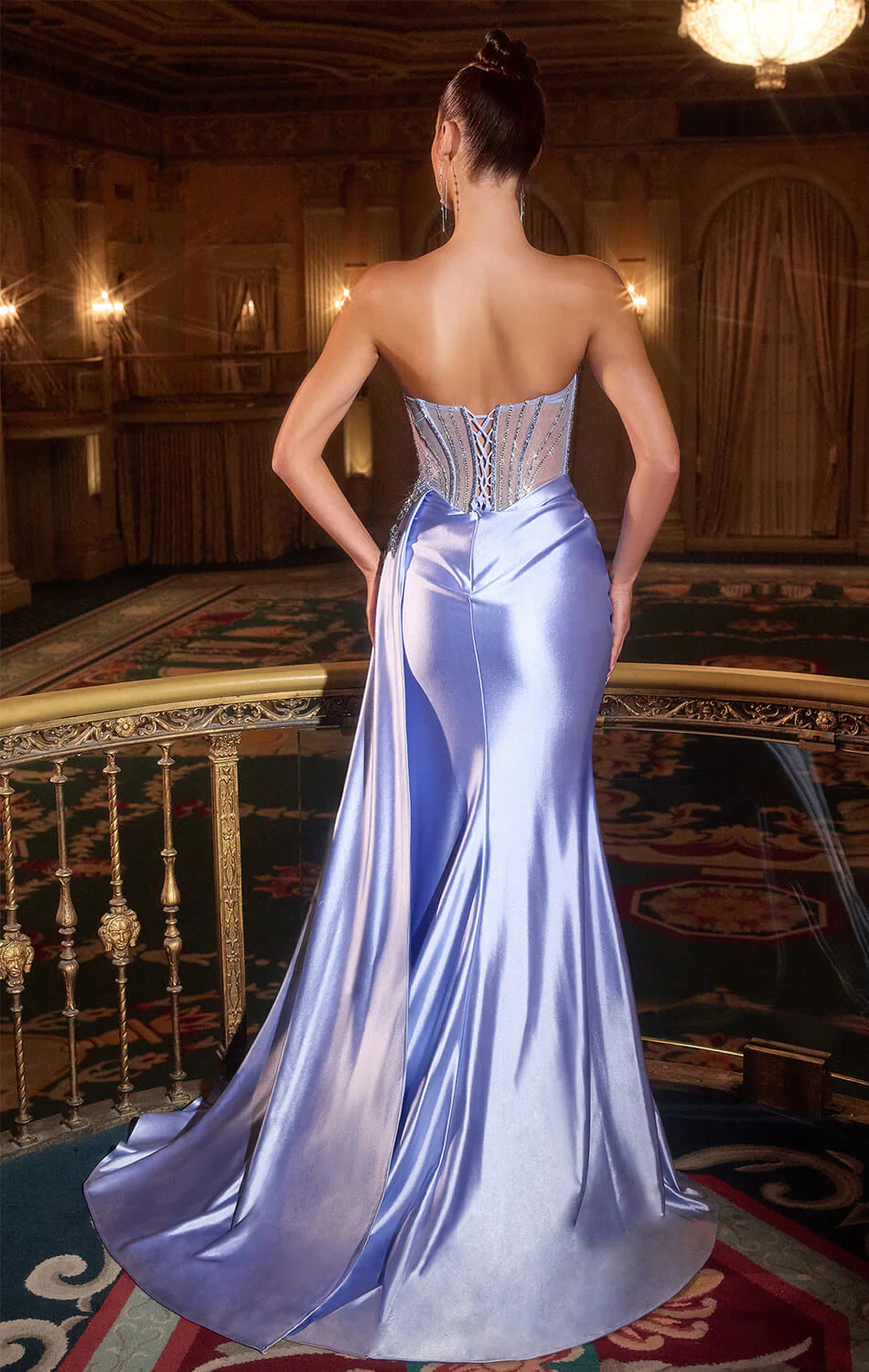 CASPIAN GOWN - EVENING DRESS WITH BEADED CORSET BODICE - Image 3