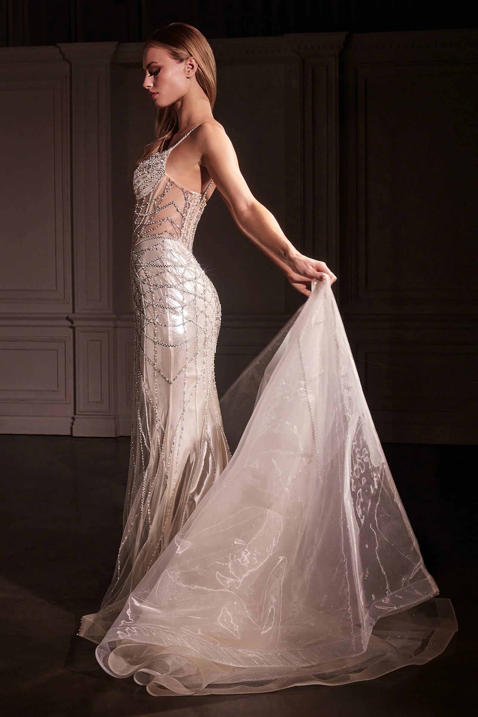Cassiopeia Gown - Fit & Flare Crystal-Embellished Gown with Overskirt - Image 9