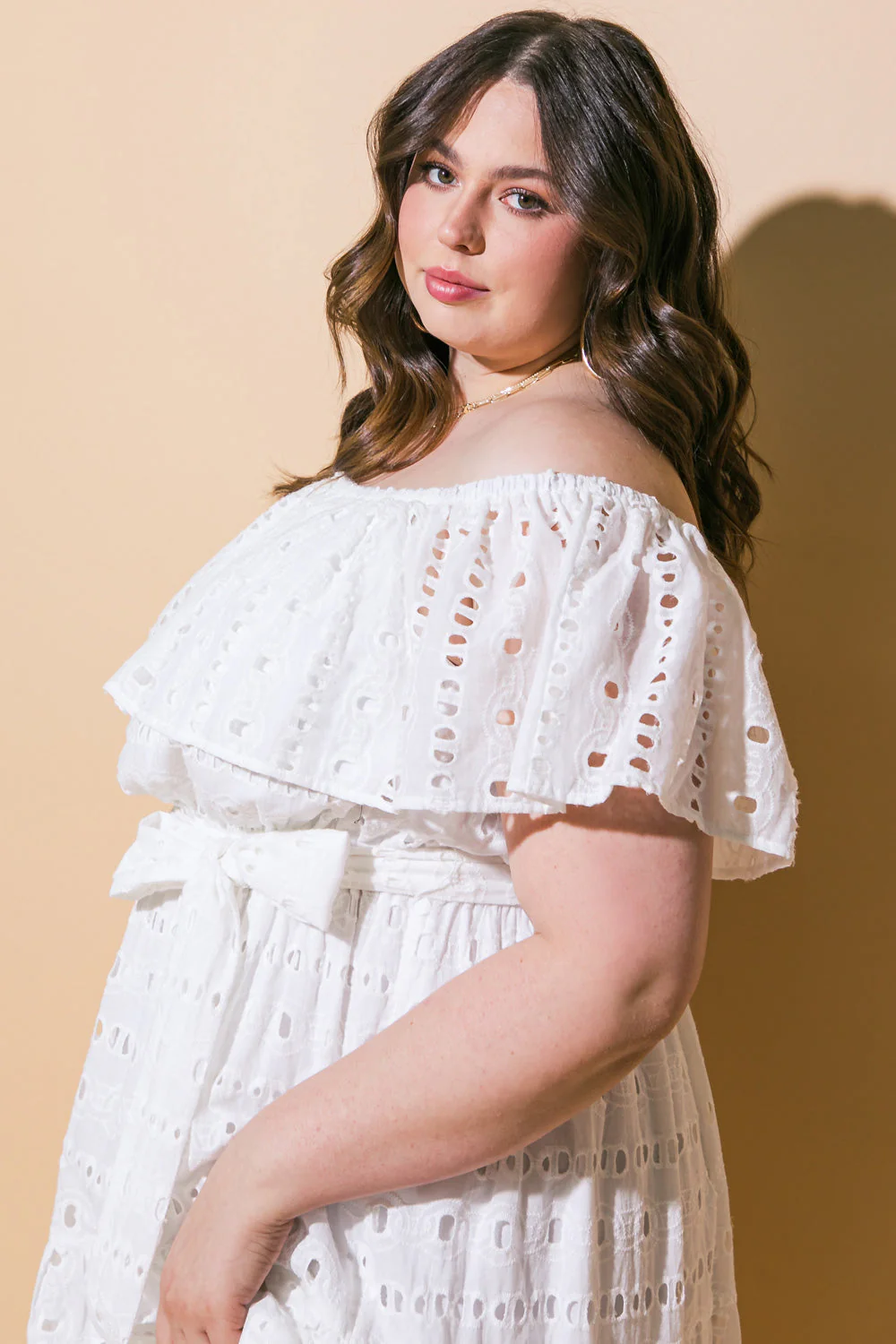 CATCHING MY BREATH EYELET MIDI DRESS - Image 16