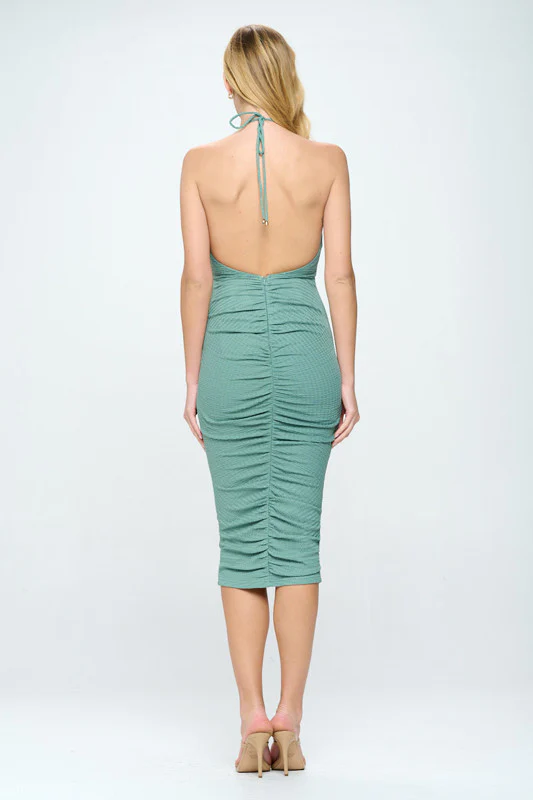 Charlie Ruched Midi Dress - Sage - FINAL SALE - Image 4