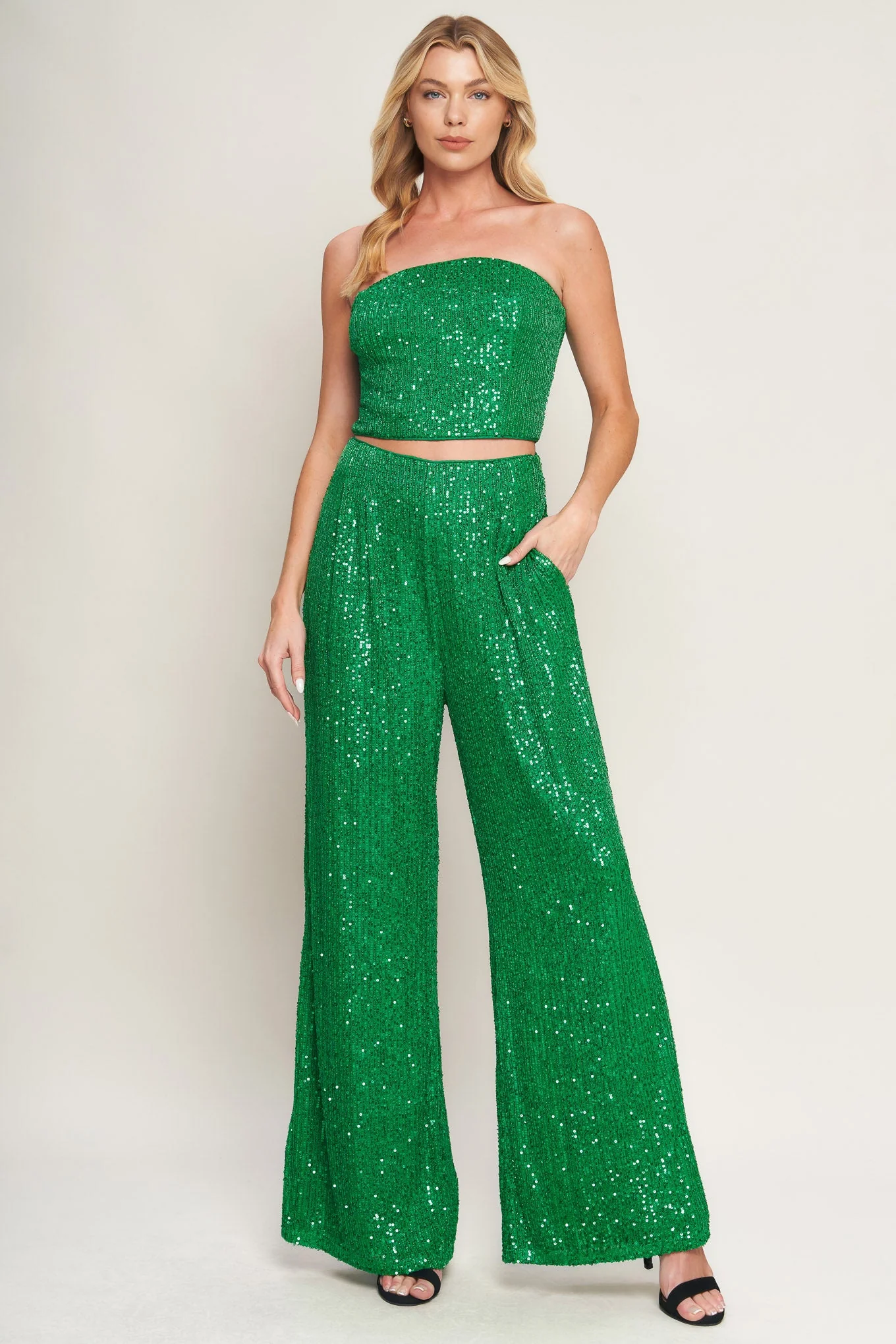 CHARMING COMPOSURE SEQUIN CROP TOP & PANT SET - FINAL SALE - Image 13