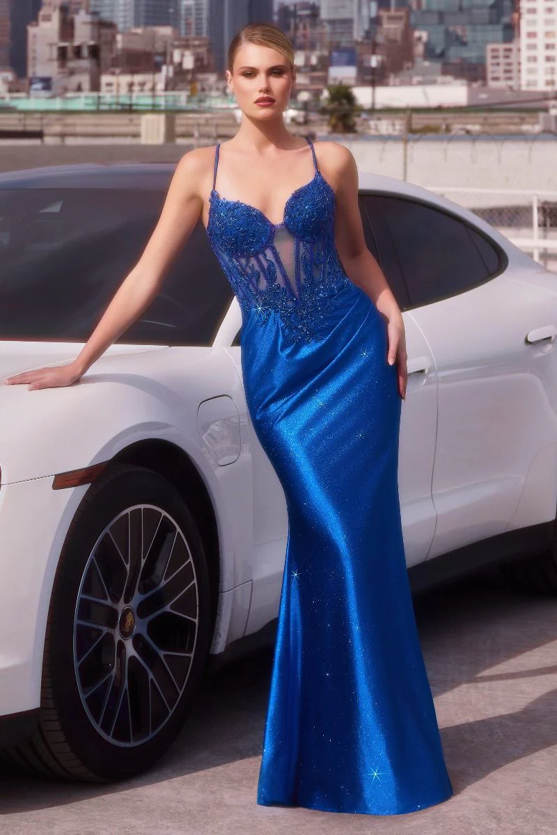 CLAIRE GOWN - EMBELLISHED LACE & SATIN FITTED GOWN - Image 6
