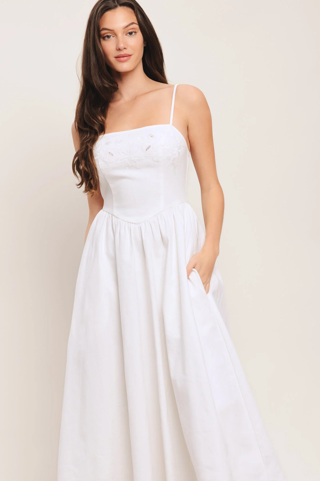 CLOUD PETAL WHITE DENIM MIDI DRESS- FINAL SALE - Image 3