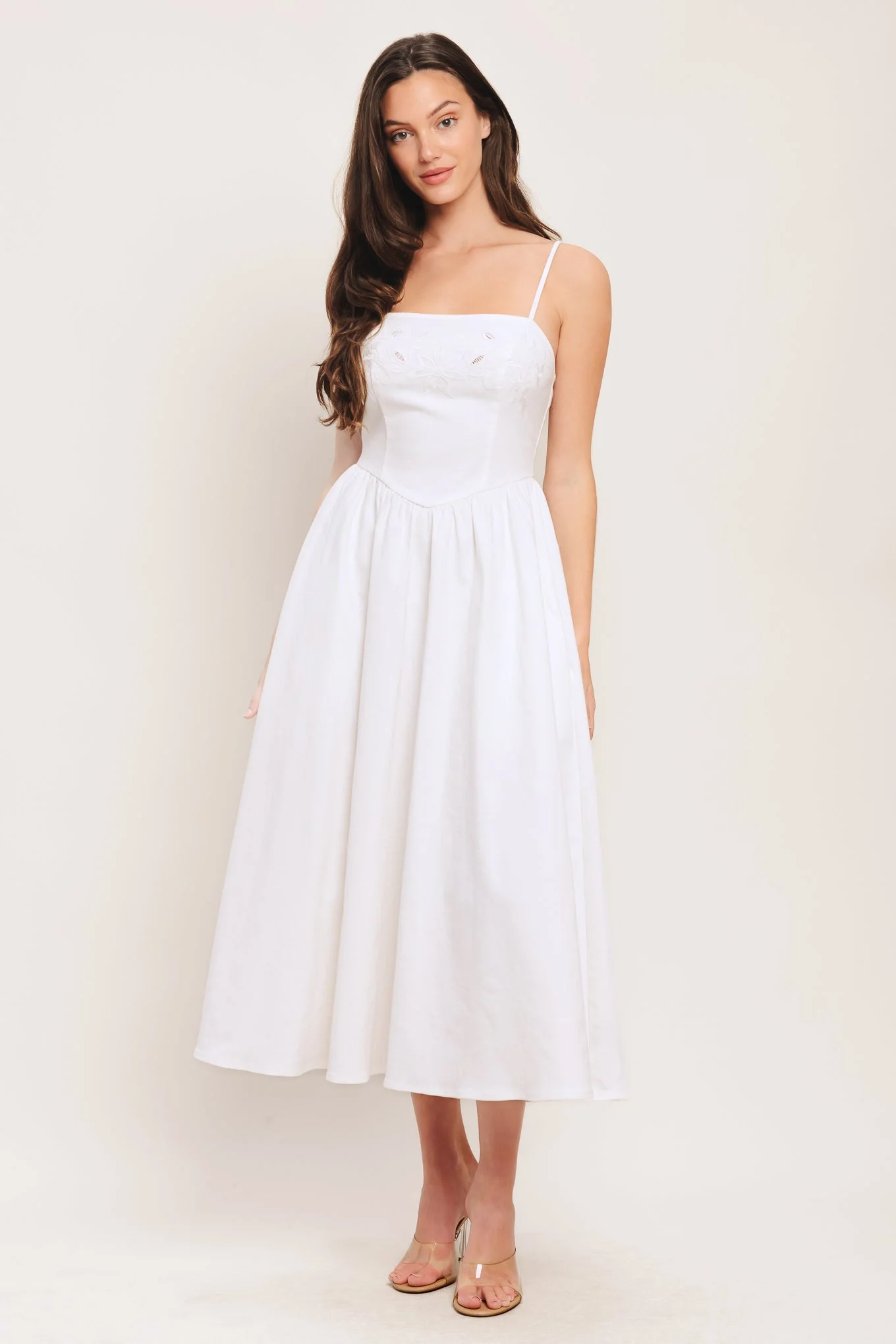 CLOUD PETAL WHITE DENIM MIDI DRESS- FINAL SALE - Image 4