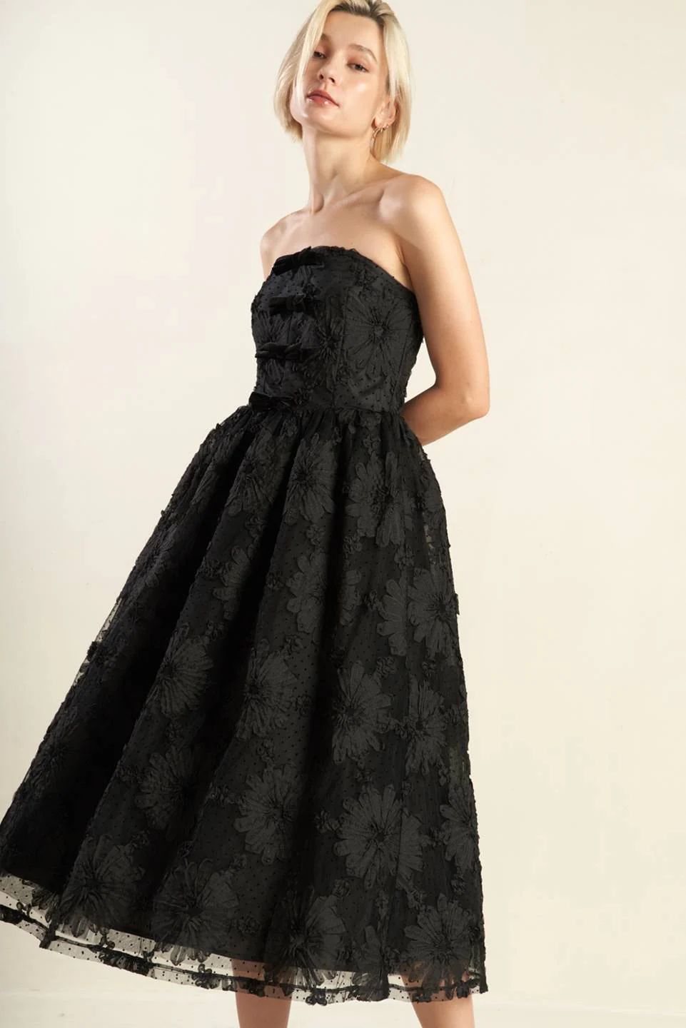 CONFIDENCE GAME BLACK LACE MIDI DRESS - Image 3