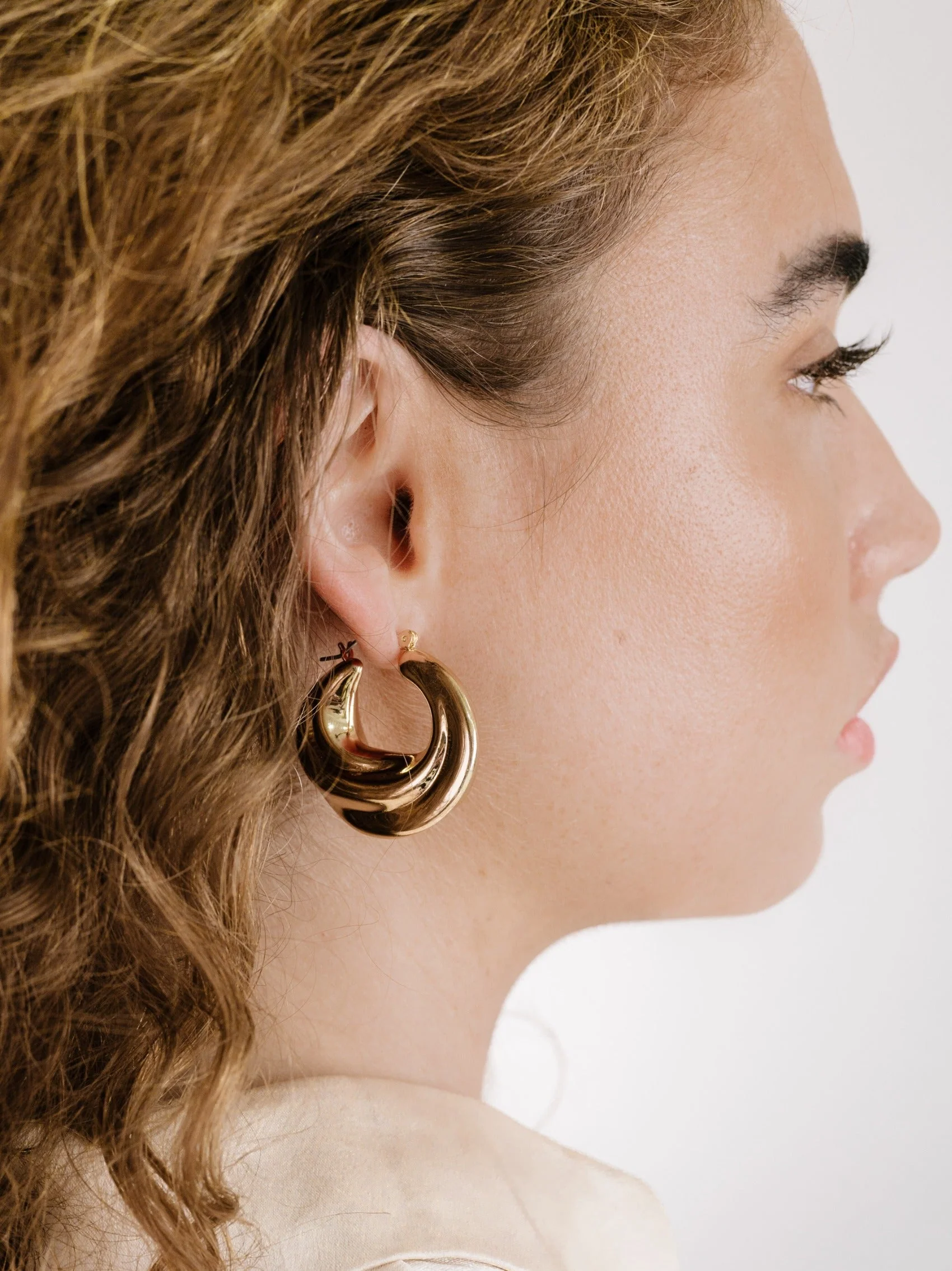 Crescent Swirl Hoop Earrings - Image 7