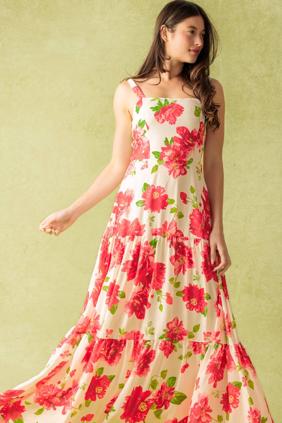 CRIMSON BLOOMS - RED FLORAL MAXI DRESS - Image 3
