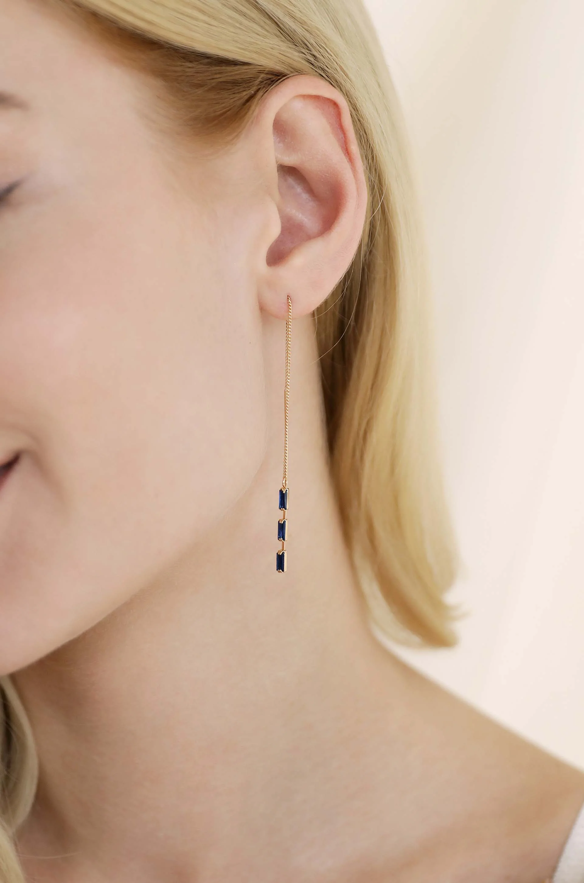 Crystal Baguette Threader Earrings - Image 4