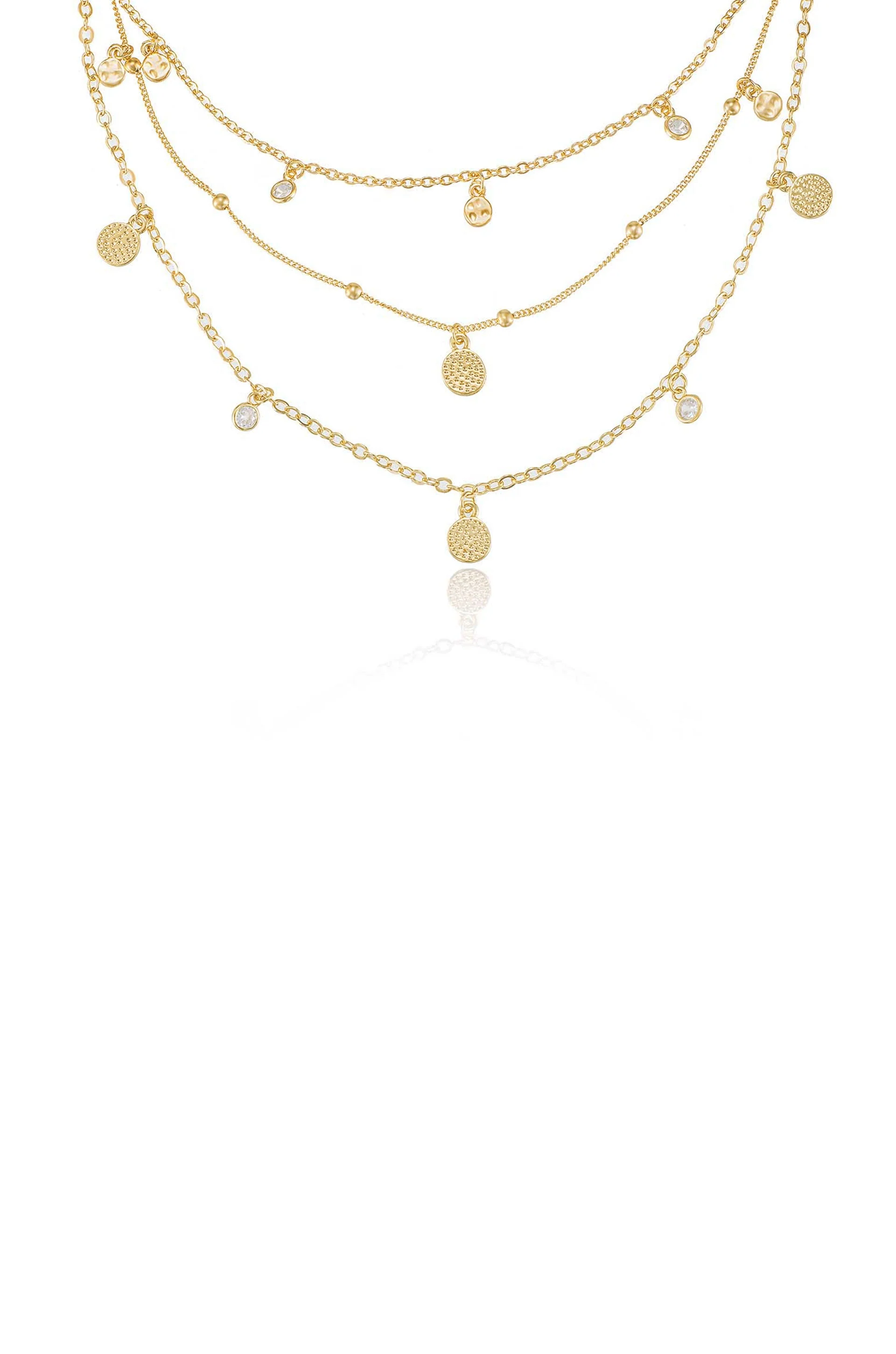 Crystal Detailed Triple Layer Necklace - Image 2