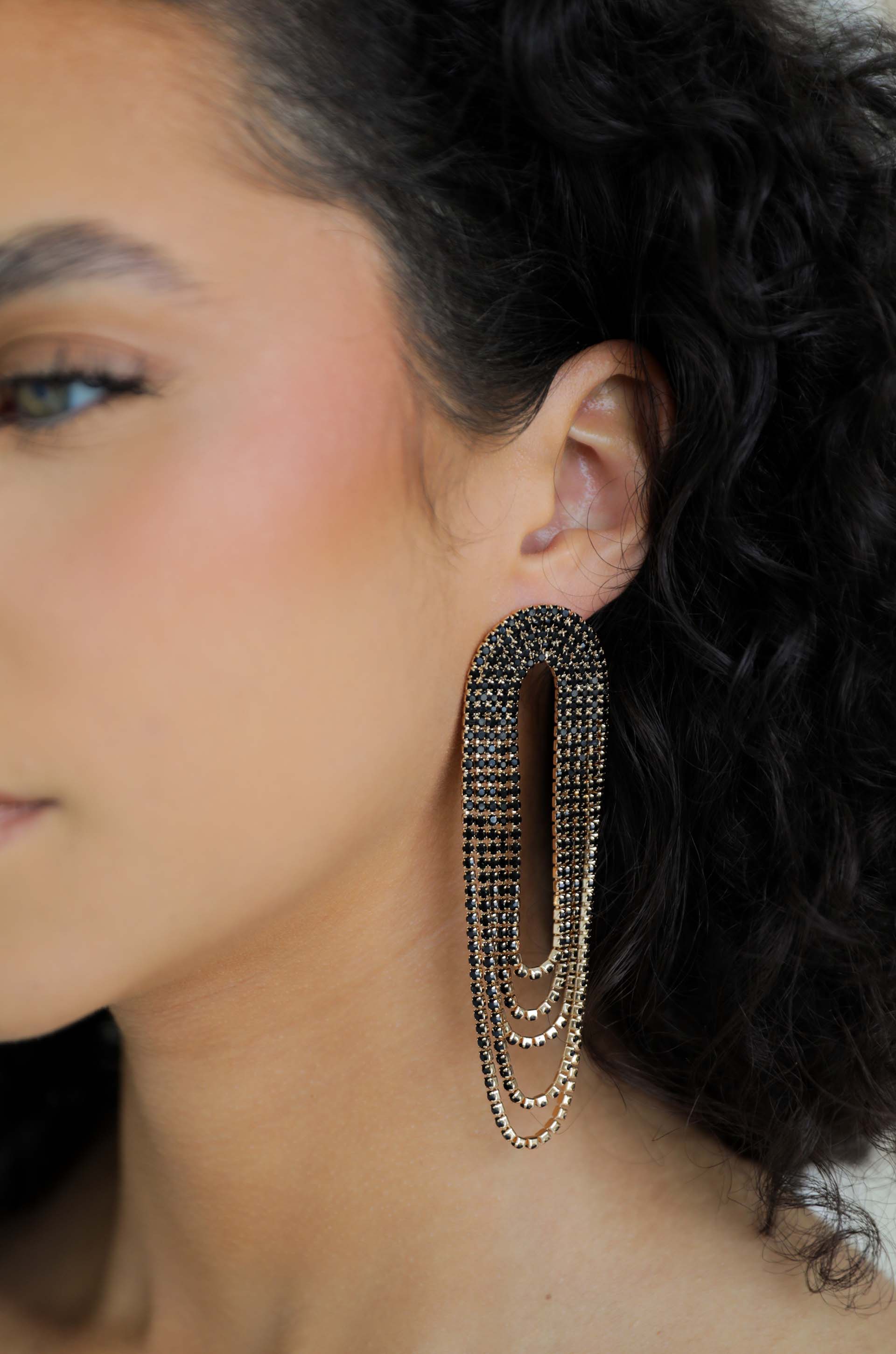 Crystal Drape Fringe Earrings - Image 4