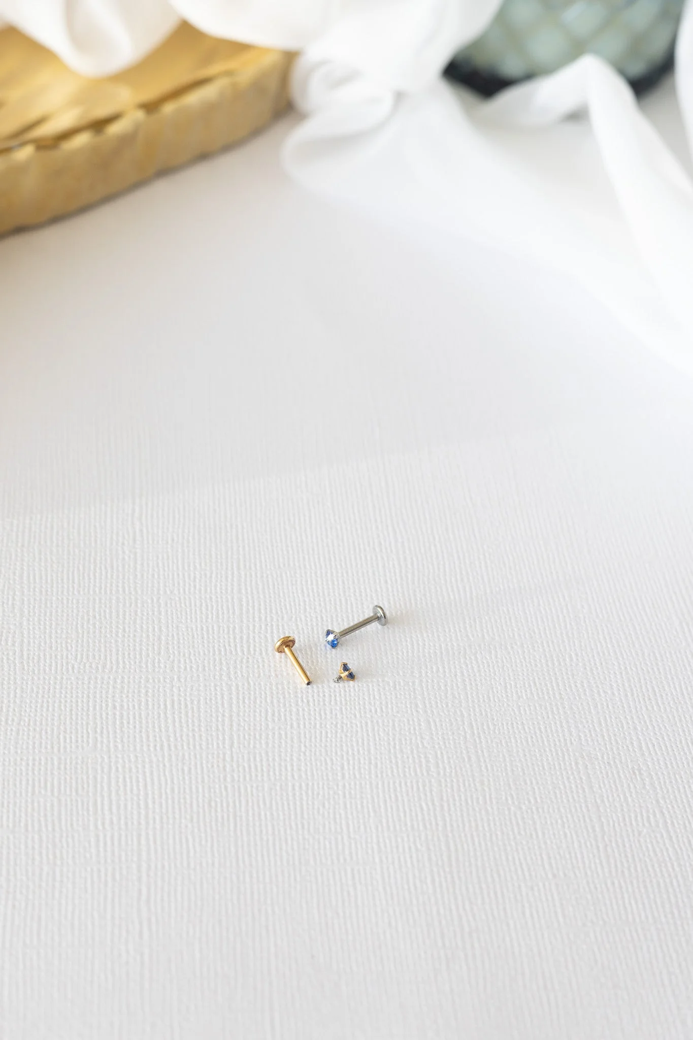 Crystal Flat Back Stud Earring in Blue - Image 5