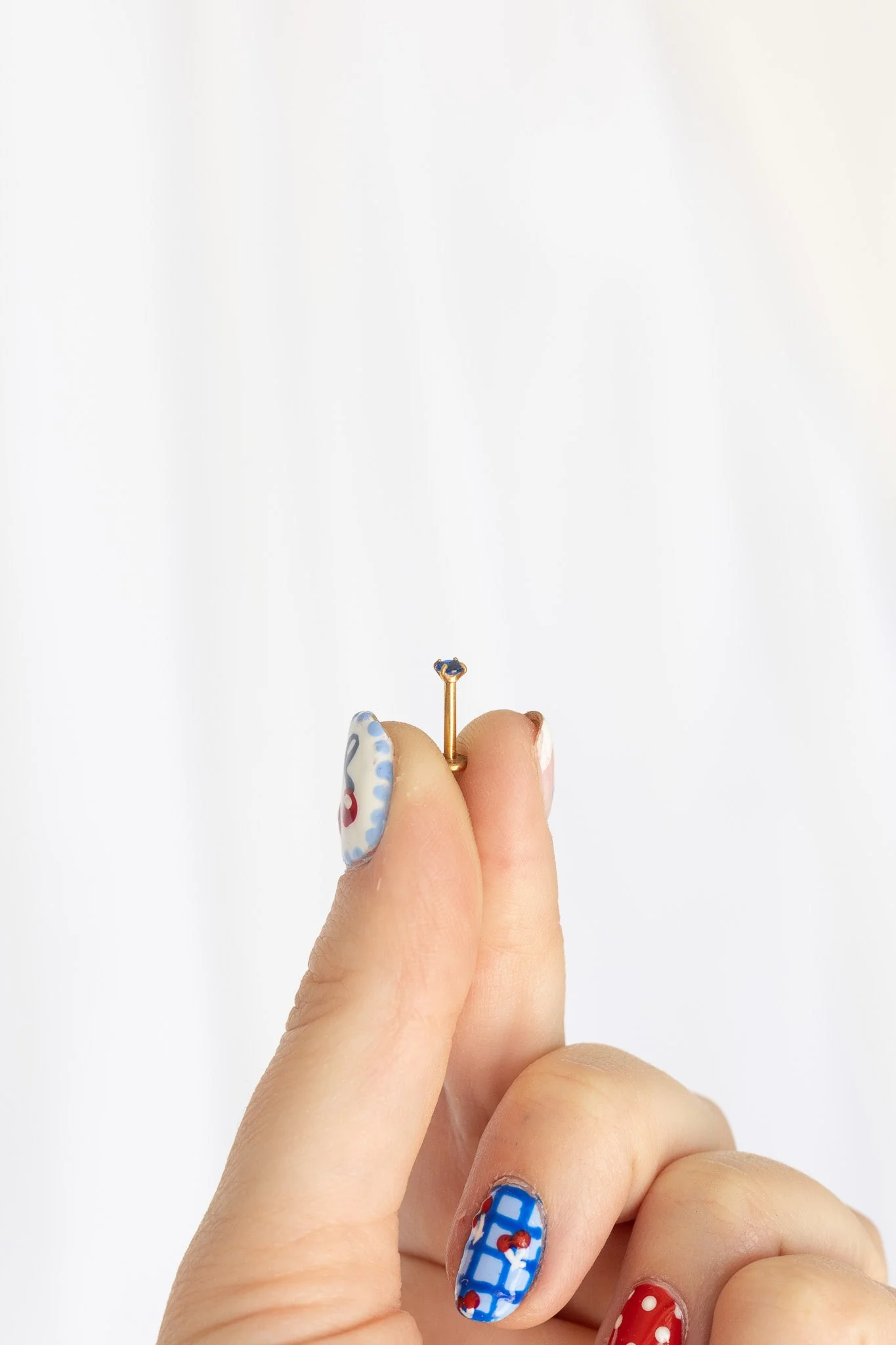 Crystal Flat Back Stud Earring in Blue - Image 9