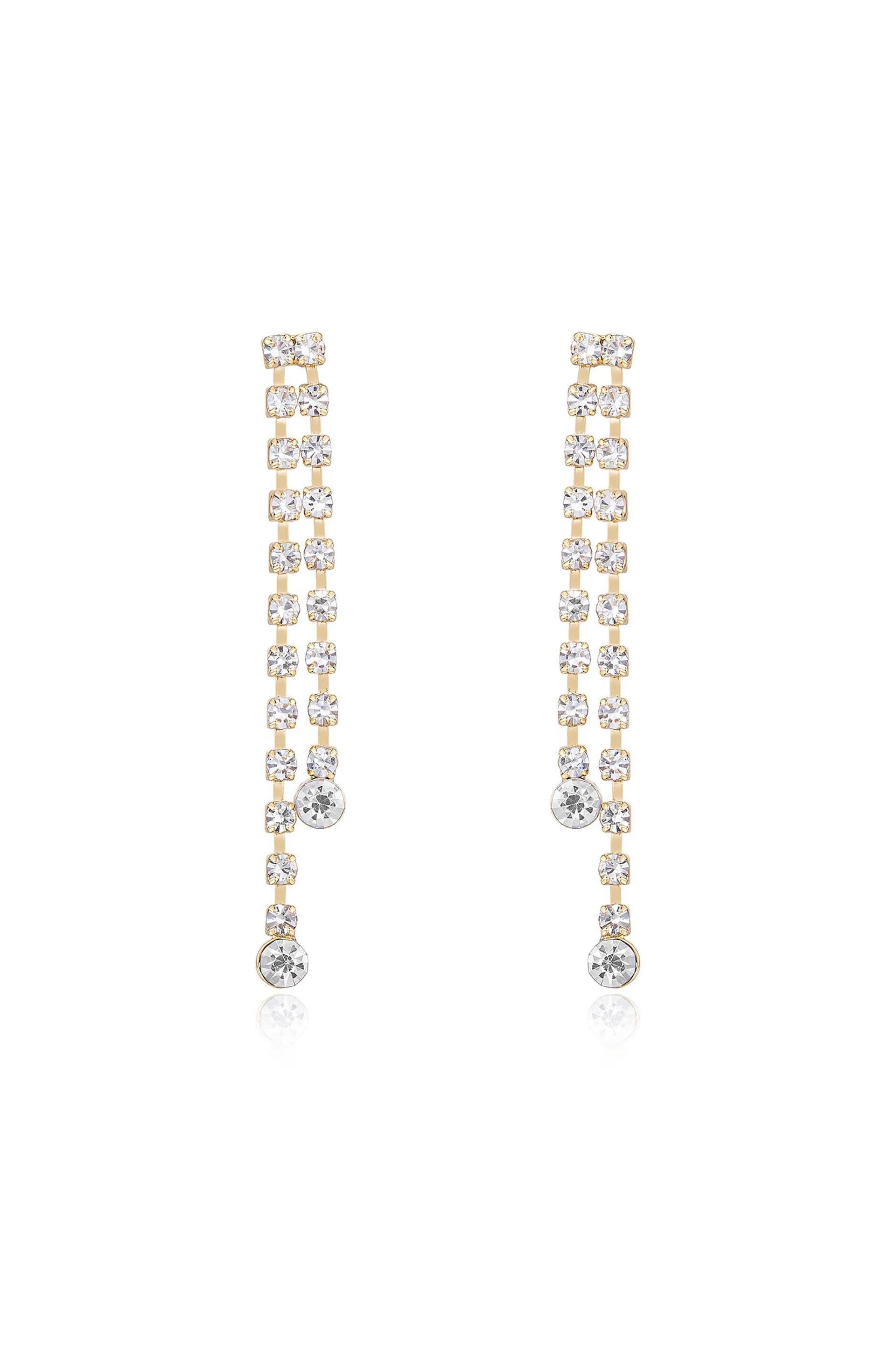 Crystal Sun Shower Dangle Earrings - Image 2