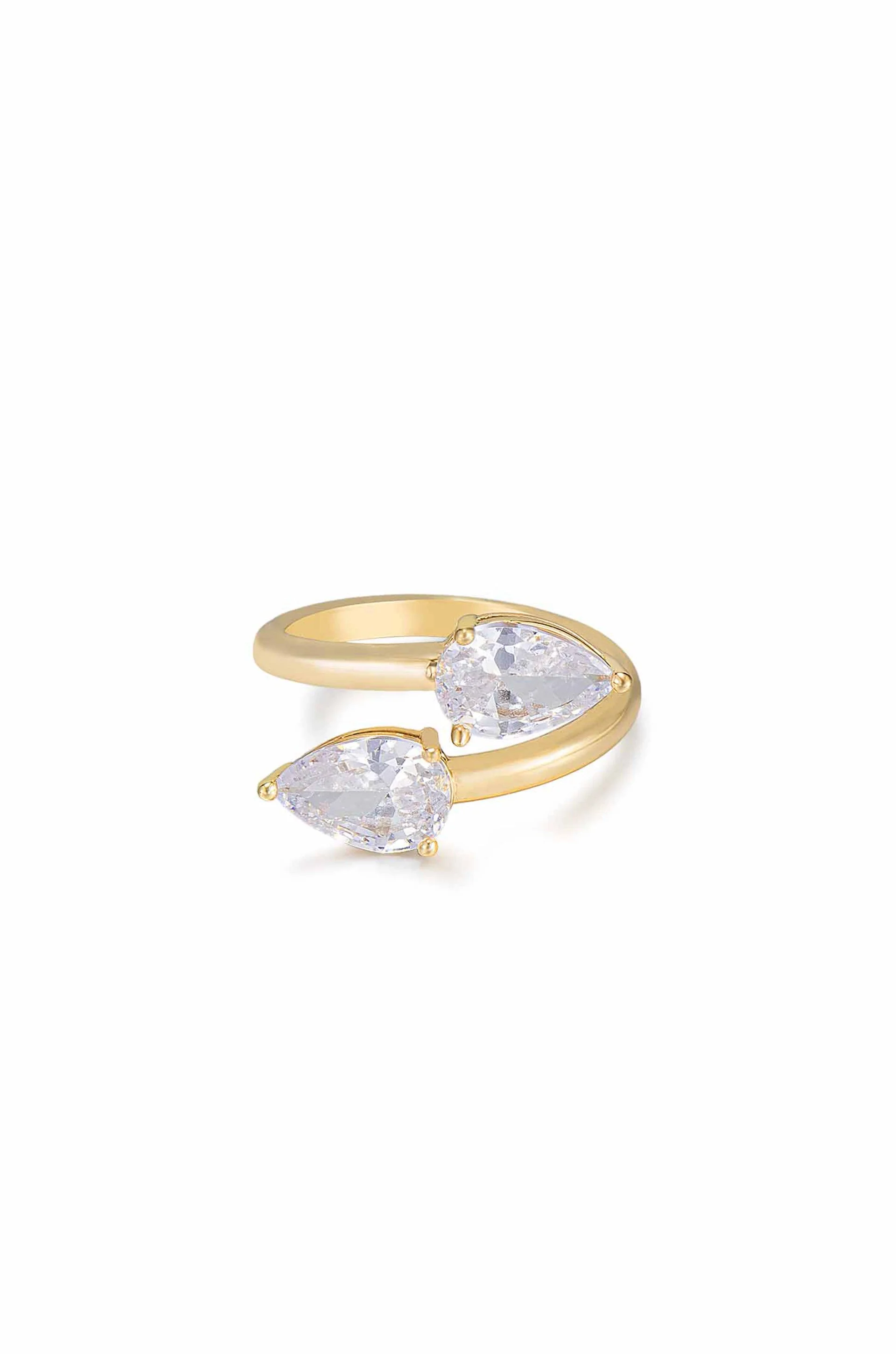 Crystal Teardrop Wrap Ring - Image 2