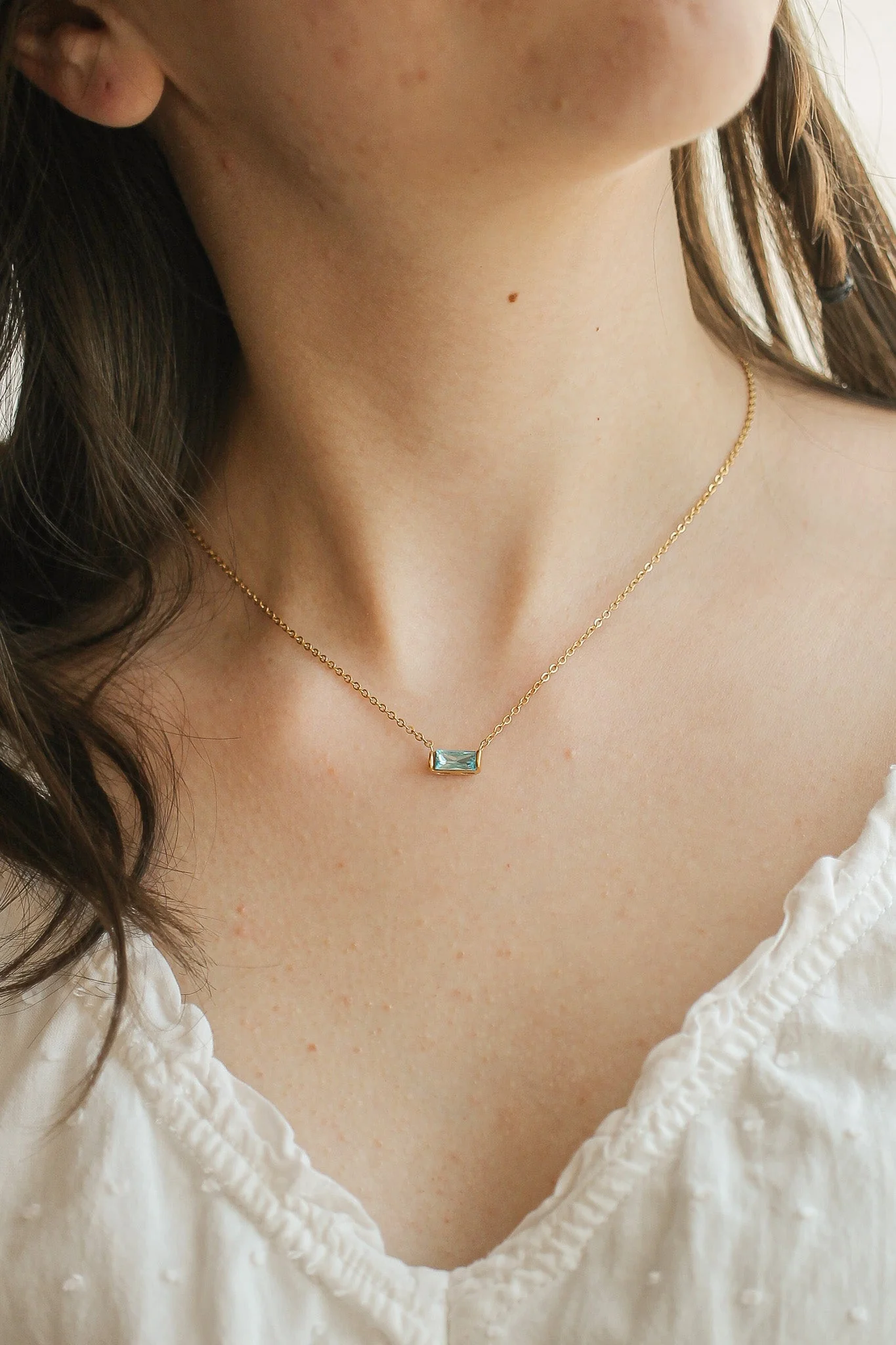CZ Birthstone Necklace in Gold - Image 7