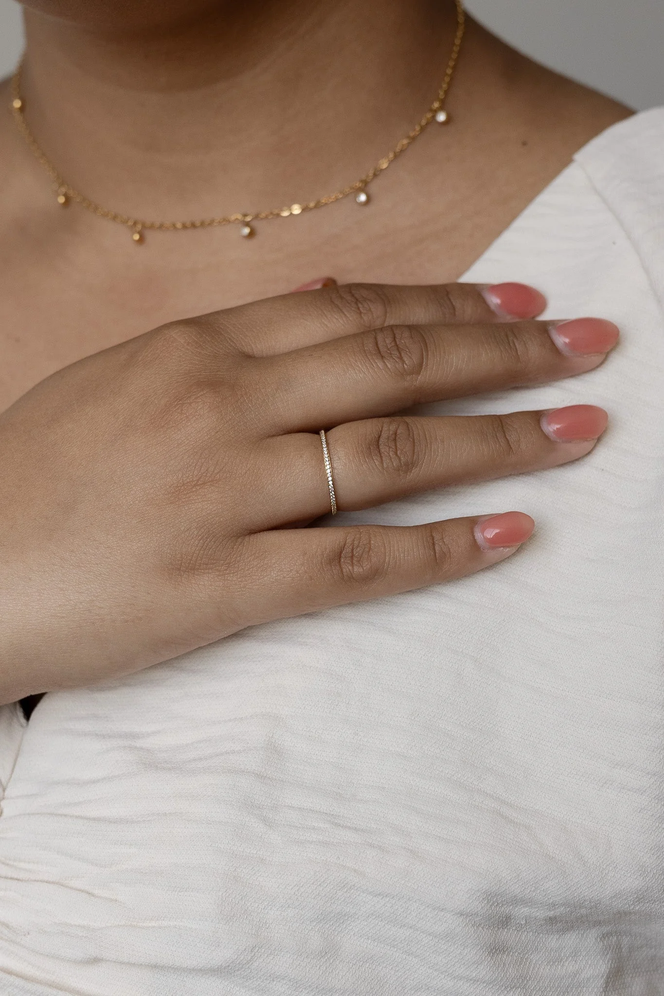 Dainty Crystal Stacker Ring - Image 2