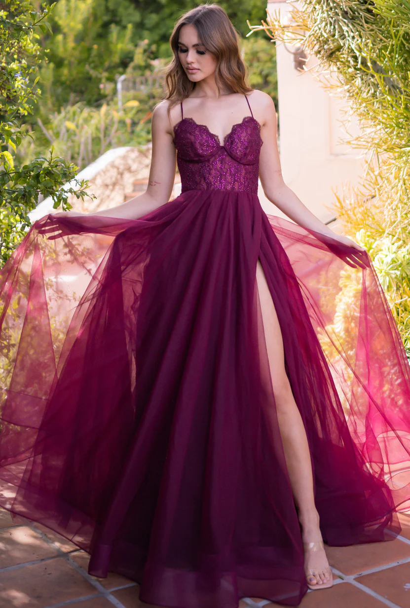 Dani Gown - Mulberry - Tulle A-Line Lace Dress - Image 3