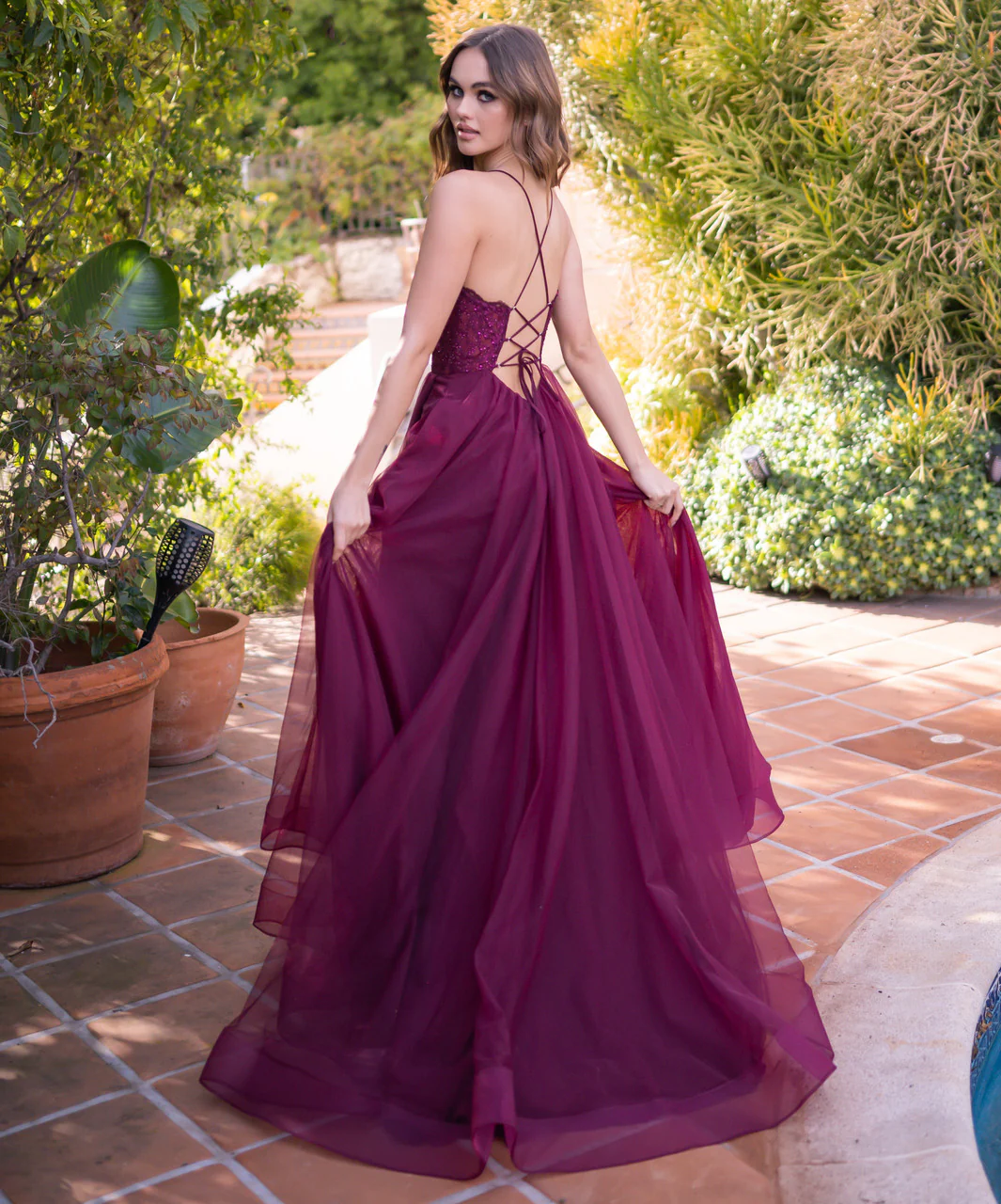 Dani Gown - Mulberry - Tulle A-Line Lace Dress - Image 4