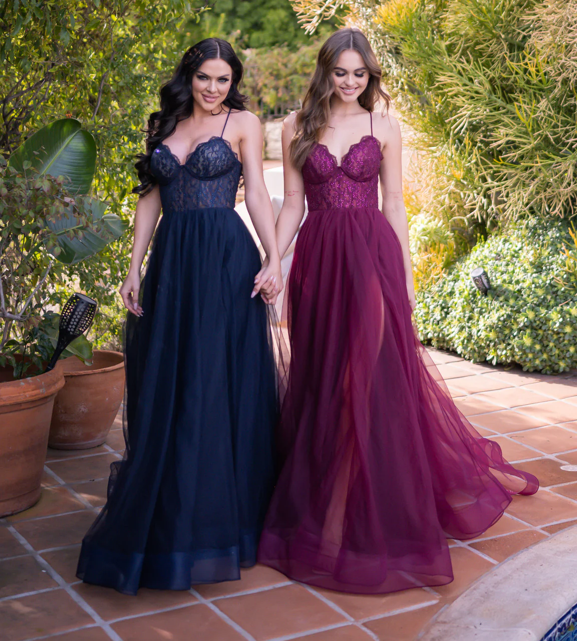 Dani Gown - Navy - Tulle A-Line Lace Dress - Image 2