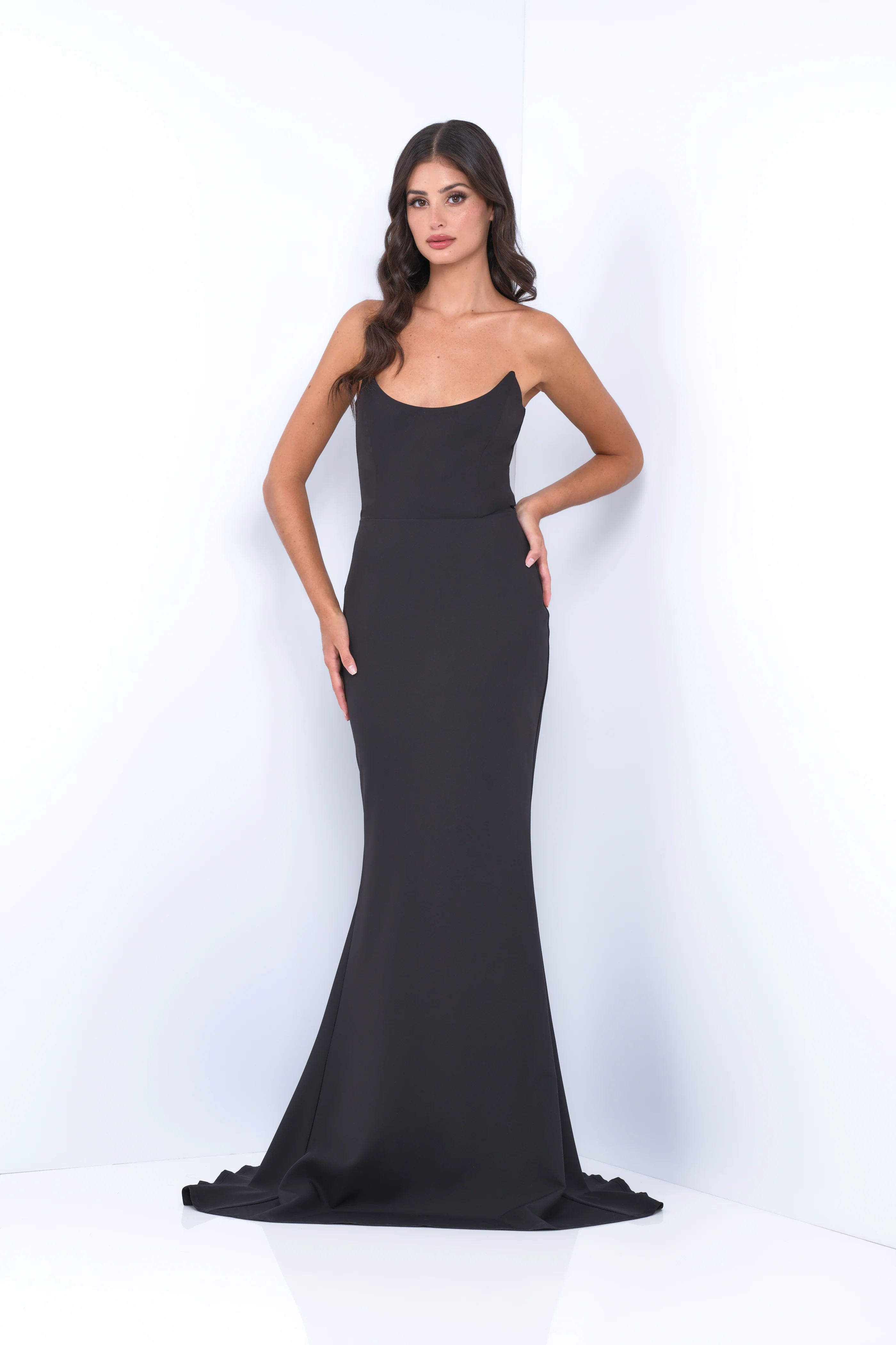 Daris Gown - Black - Cat-Eye Scoop Neckline Dress - Image 8