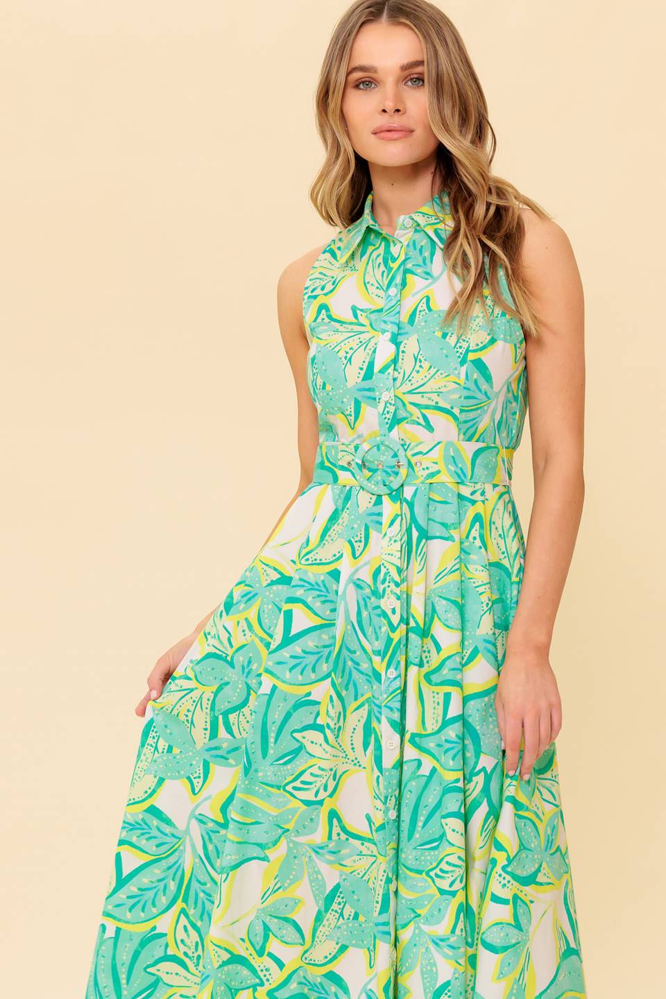 DAYS WITH YOU MIDI SHIRT DRESS - GREEN - Image 3