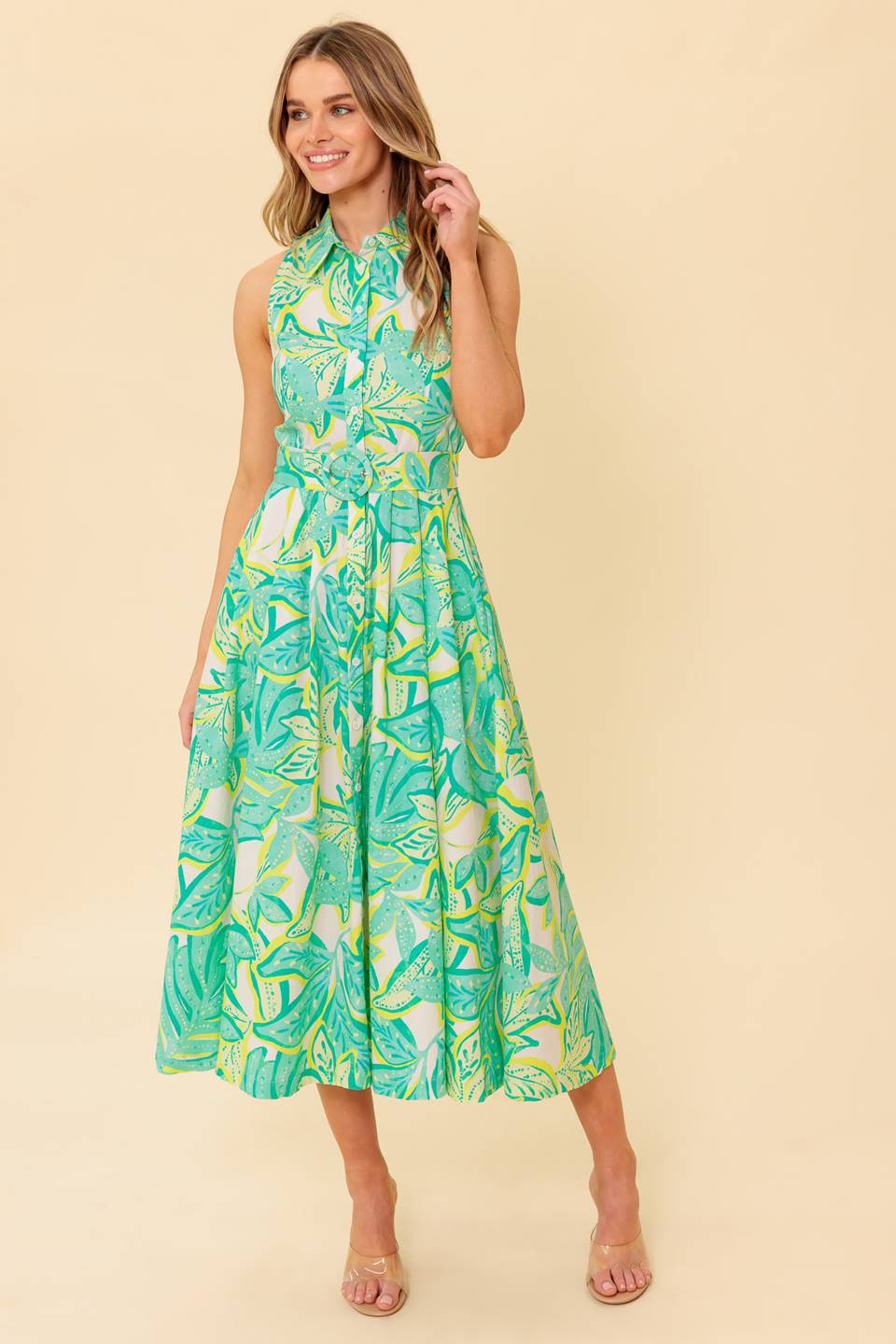 DAYS WITH YOU MIDI SHIRT DRESS - GREEN - Image 4