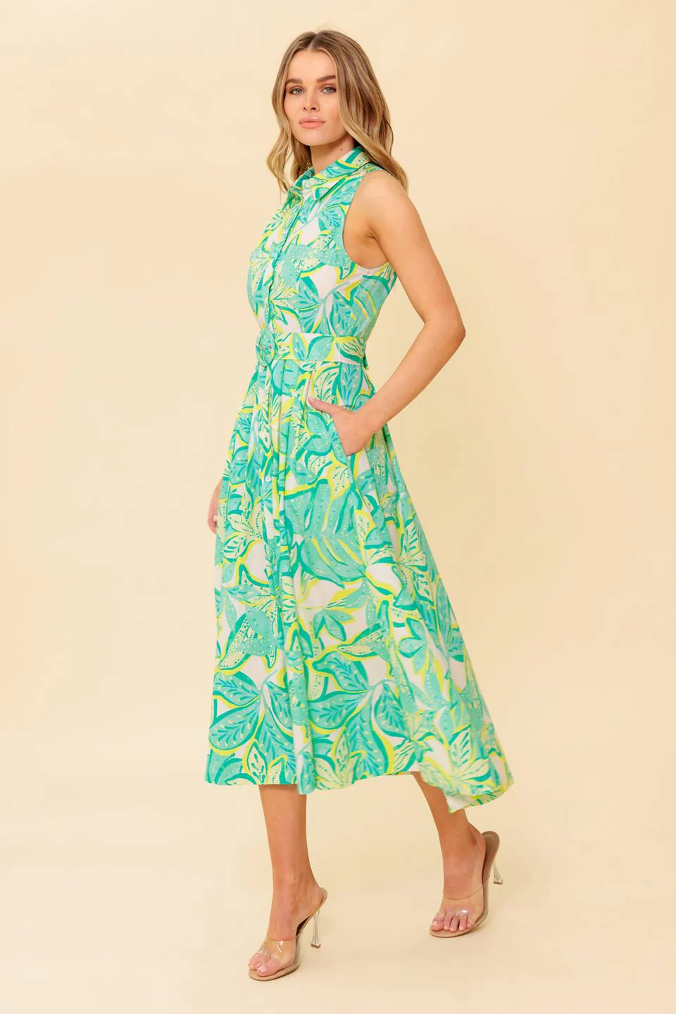 DAYS WITH YOU MIDI SHIRT DRESS - GREEN - Image 6