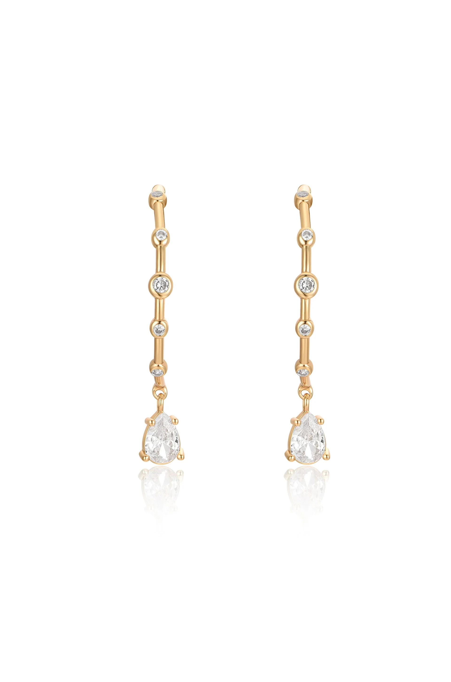 Delicate Crystal Charm Hoop Earrings - Image 3
