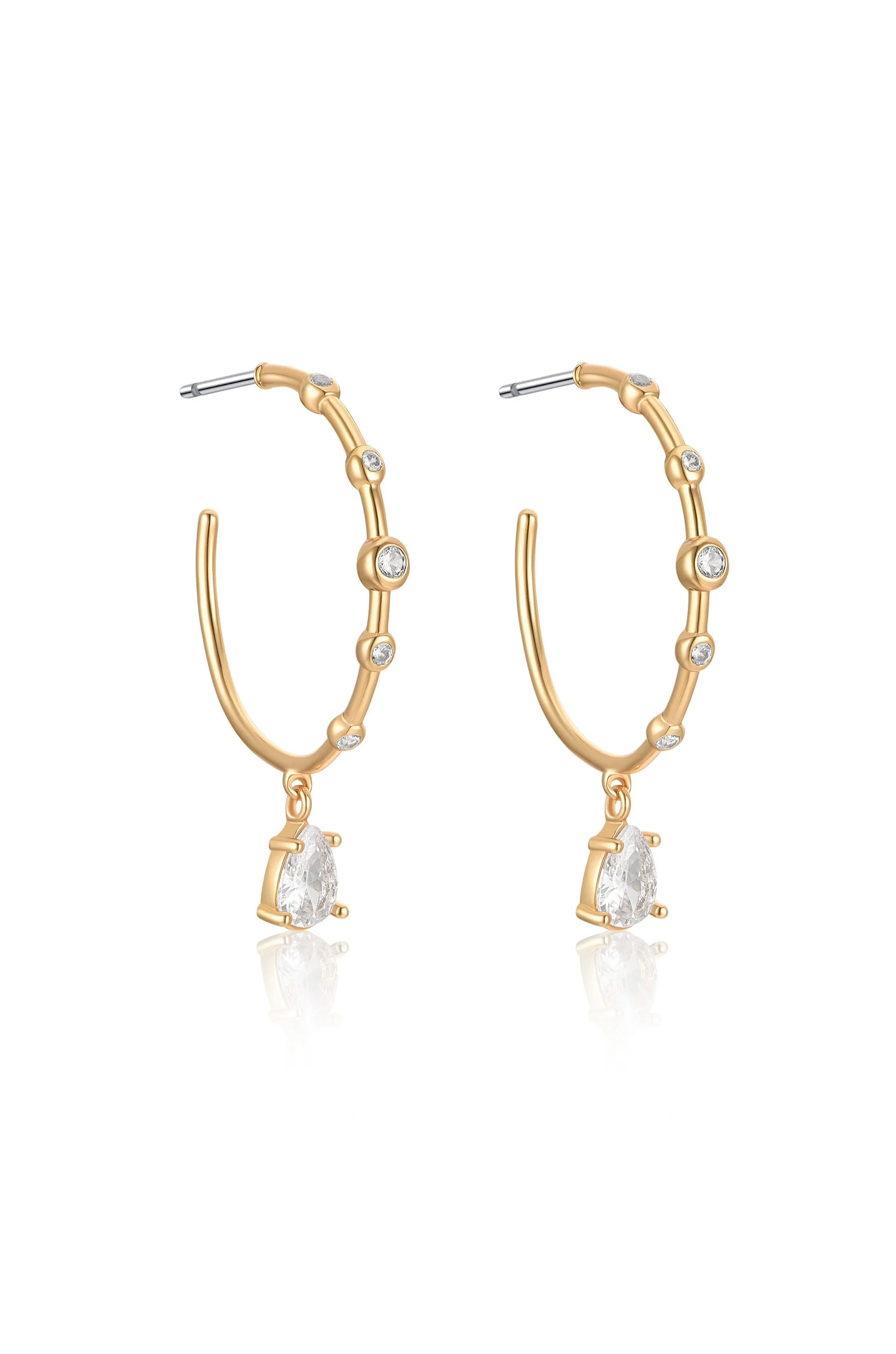 Delicate Crystal Charm Hoop Earrings - Image 4