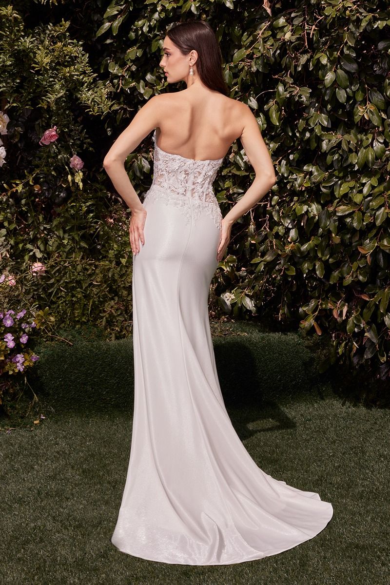 Desirae Gown - Off White - STRAPLESS FITTED LACE DRESS - Image 3