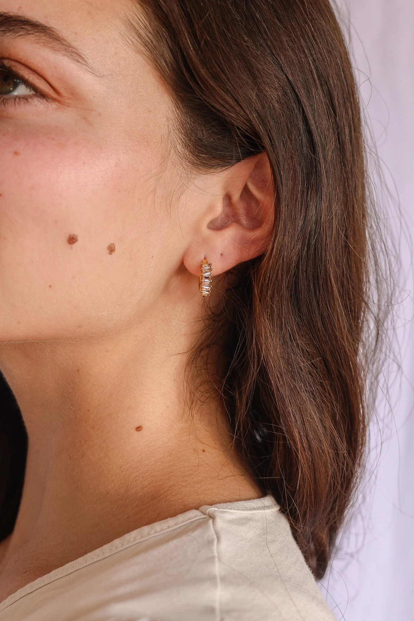 Crystal Hoop Earring in Pink - Image 3
