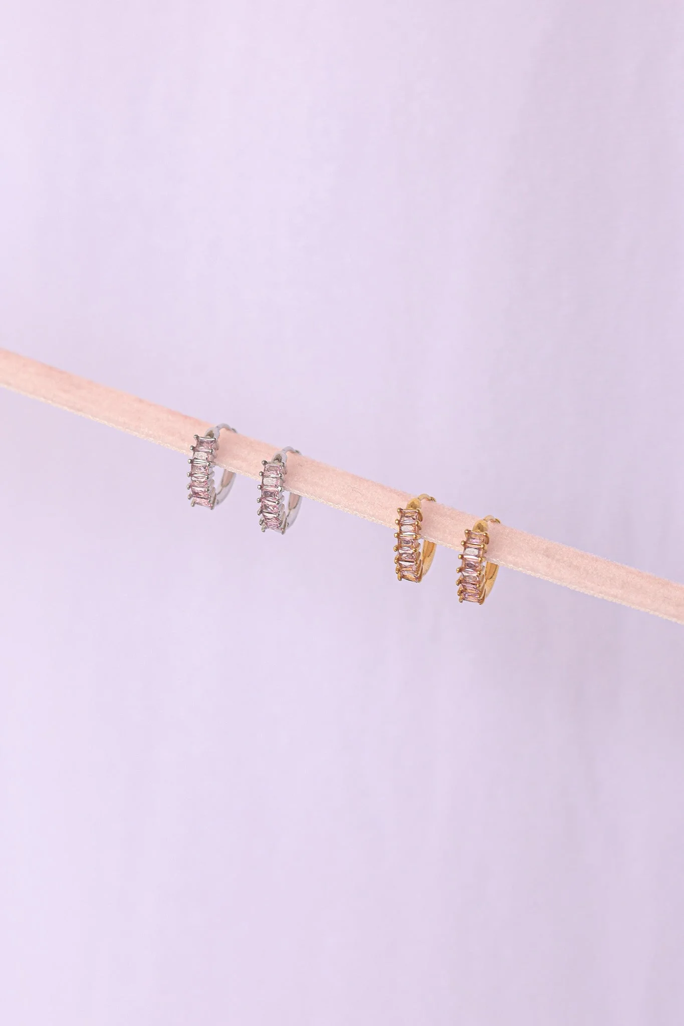 Crystal Hoop Earring in Pink - Image 4