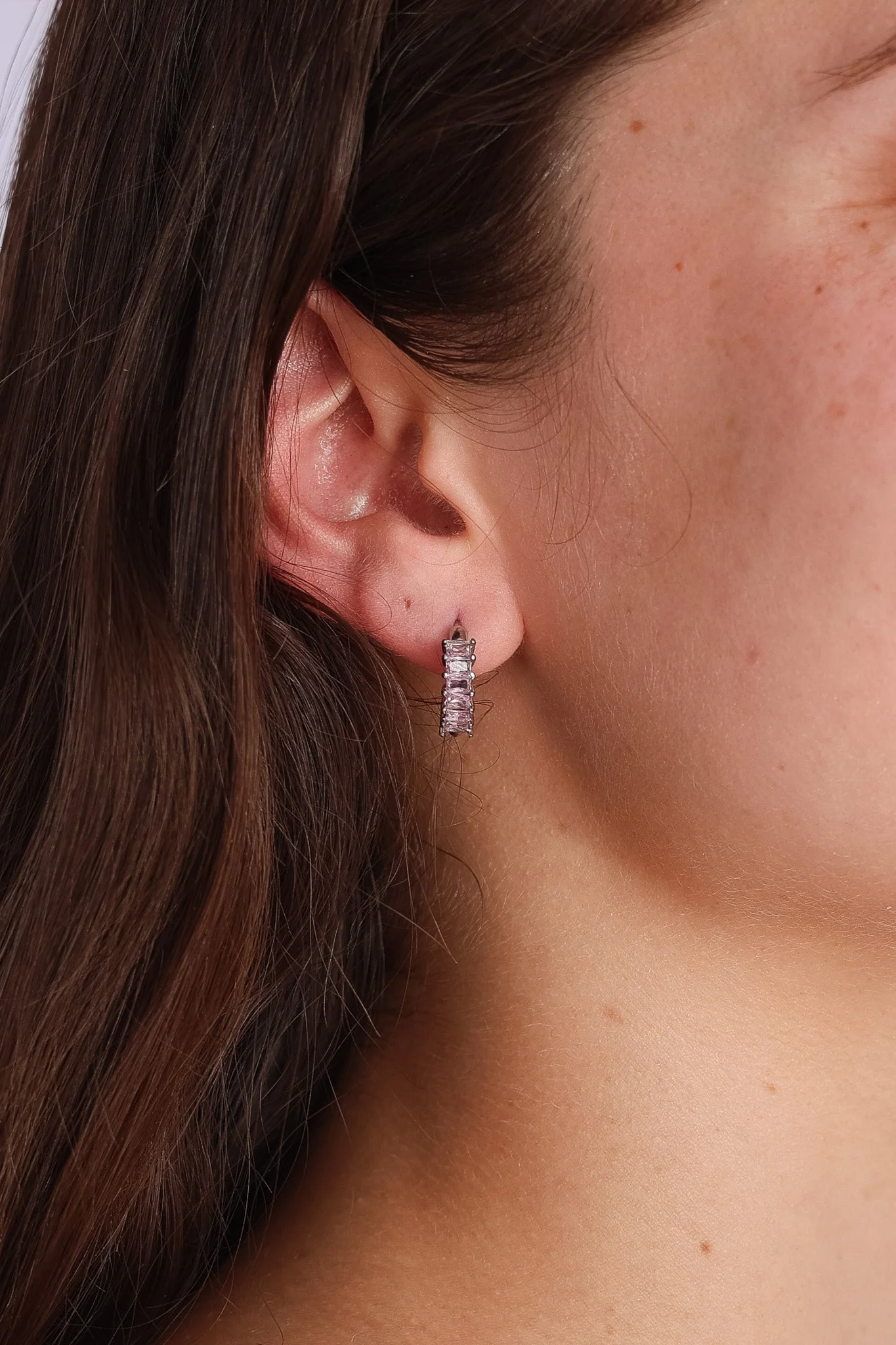 Crystal Hoop Earring in Pink - Image 7